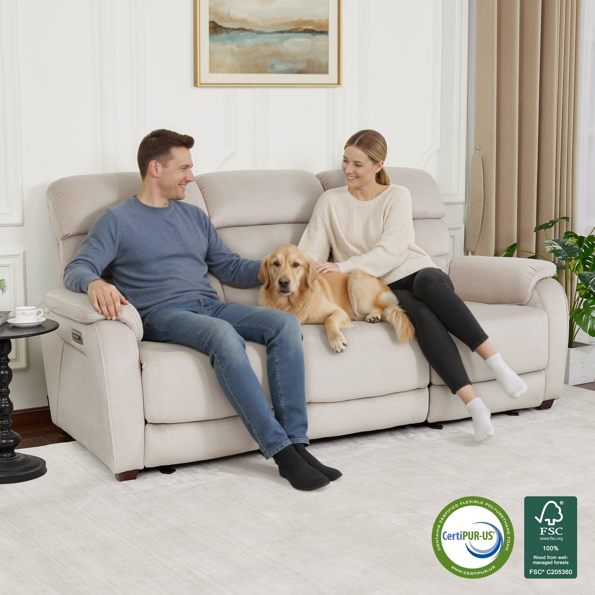 61.6'' Wall Hugger Power Loveseat Recliner Sofa with Adjustable Headrest and USB A & C Charge Ports for Living Room, RVs, Small Spaces, Fabric, ST258M1 | ST258M2 |ST258M3