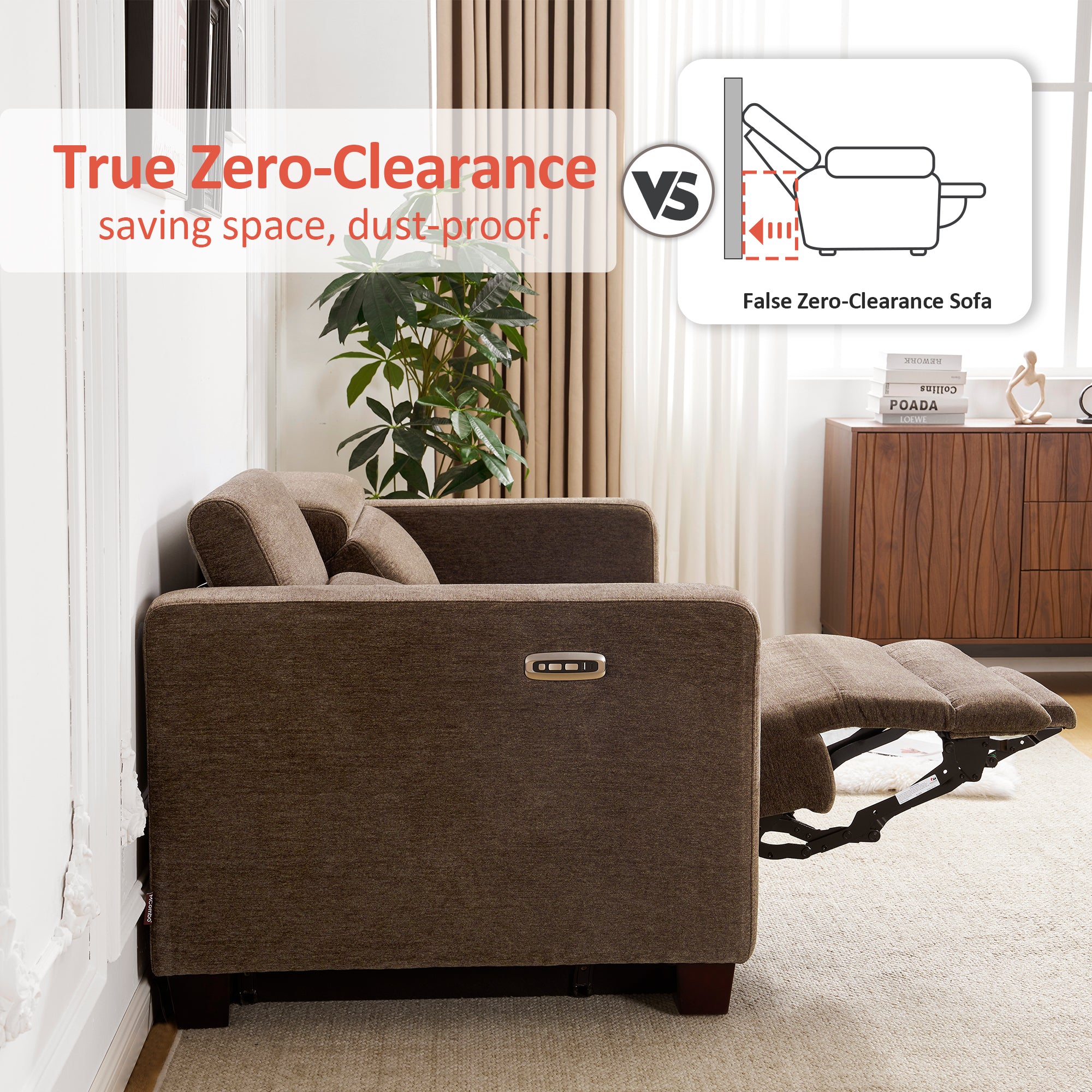 Zero Wall Power Reclining Sofa, Fabric HL198M3