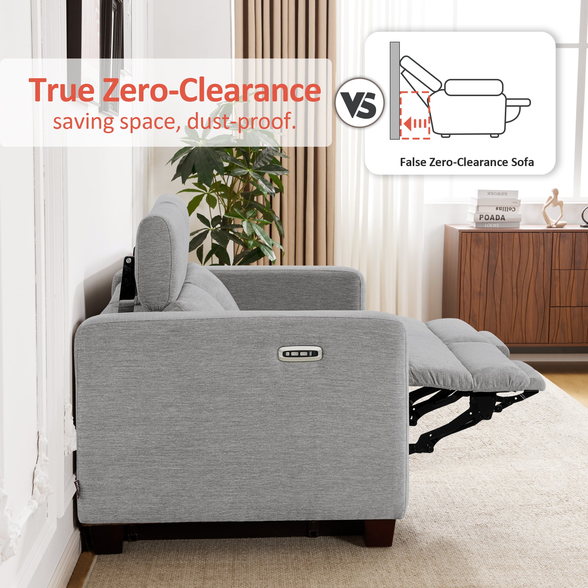 Zero Wall Power Reclining Sofa, Fabric HL198M3