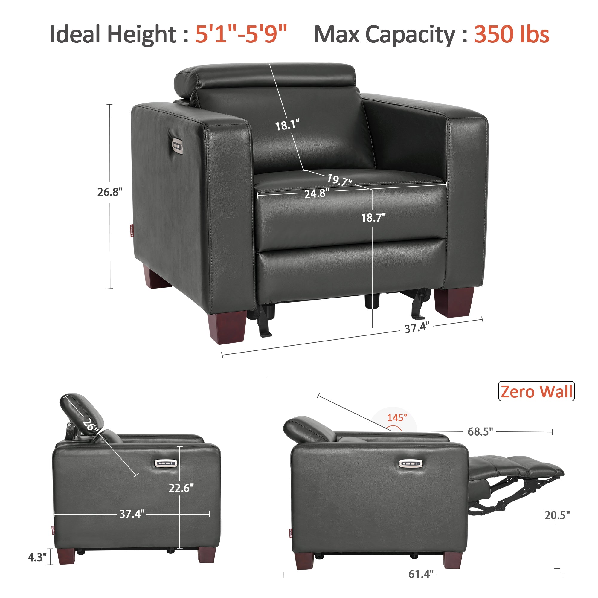 High Leg Power Recliner Chair, HL128