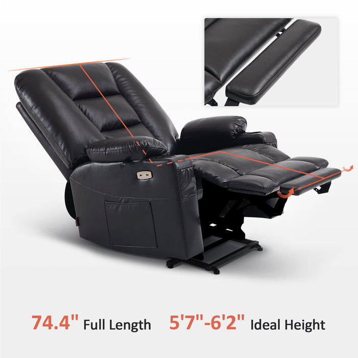 MCombo Large-Wide Power Lift Recliner Chair with Massage and Heat for Big and Tall Elderly People, Faux Leather R7541