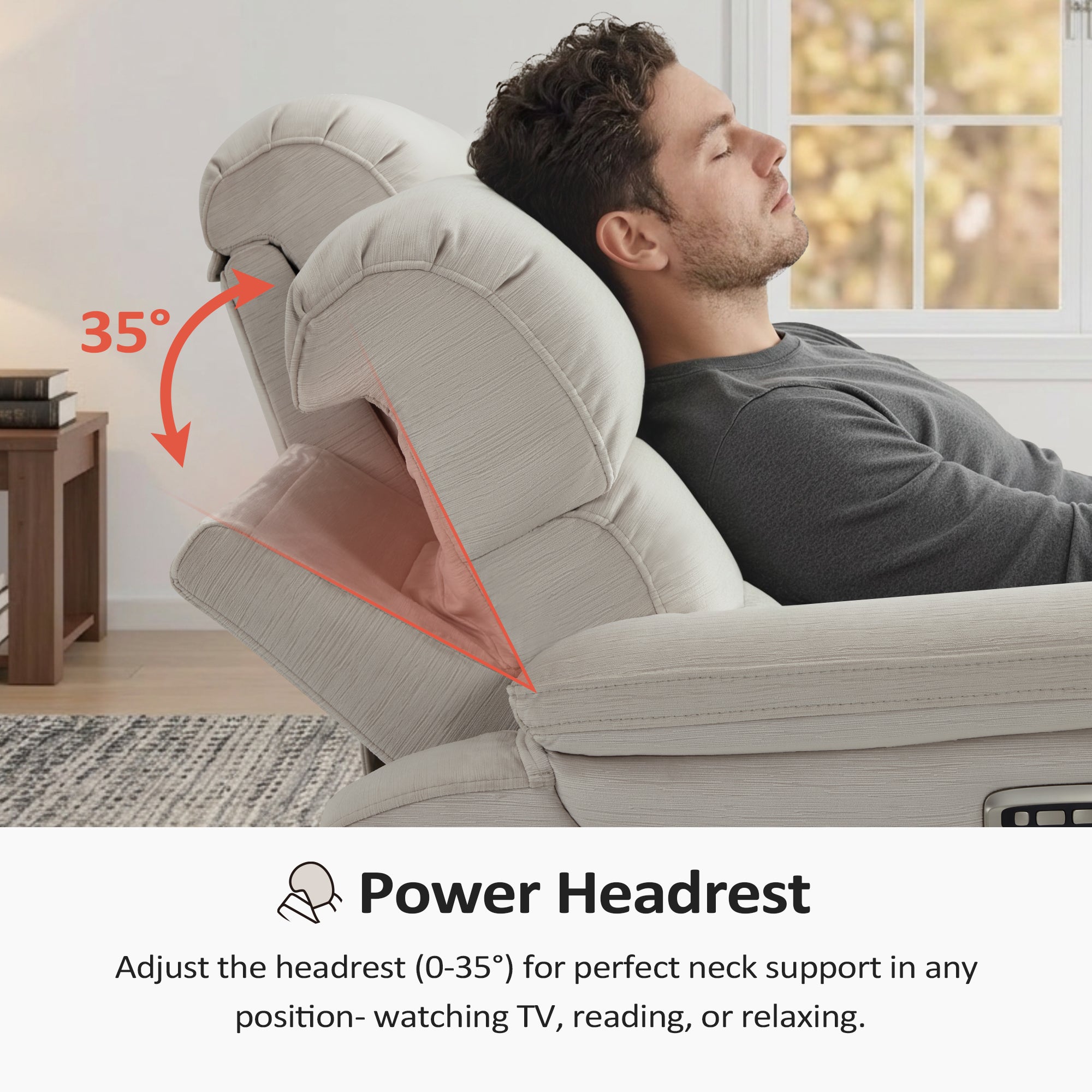 Zero Wall-Hugger Power Recliner Chair, Small Spaces and RV, Fabric ST257