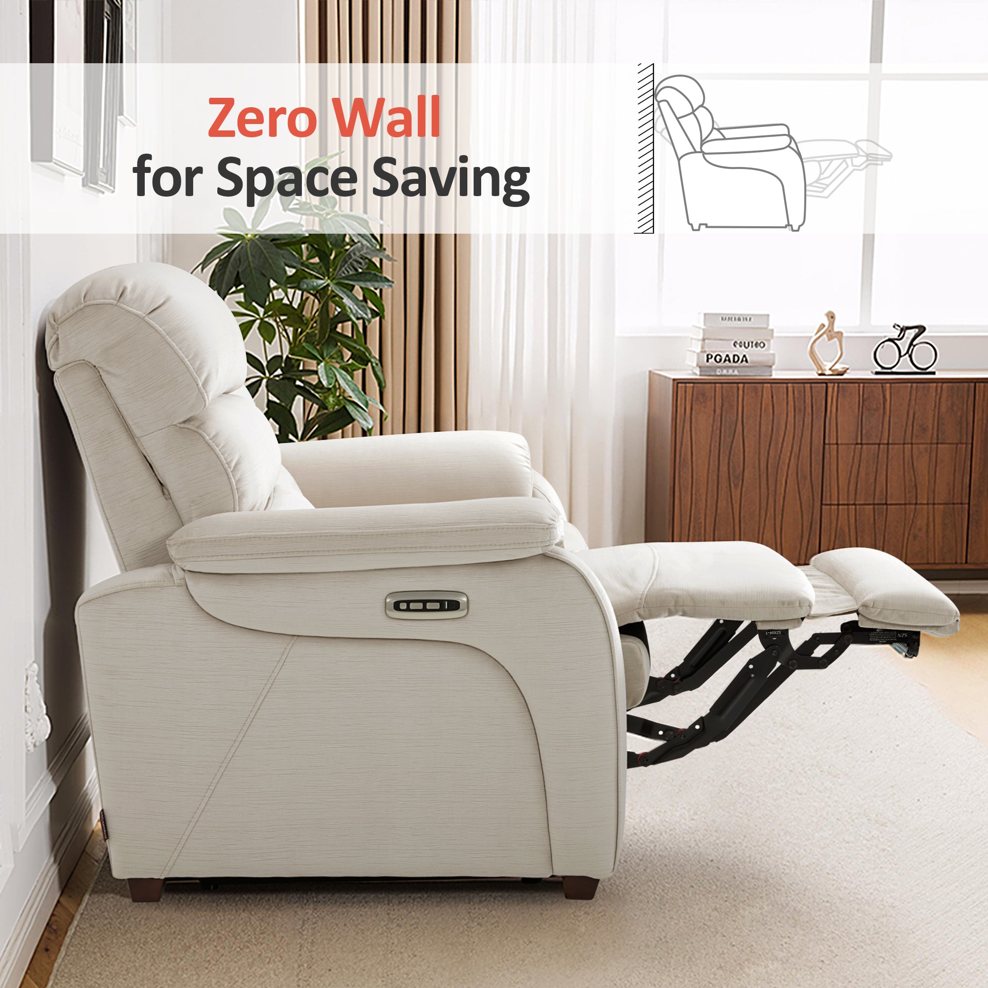 61.6'' Wall Hugger Power Loveseat Recliner Sofa with Adjustable Headrest and USB A & C Charge Ports for Living Room, RVs, Small Spaces, Fabric, ST258M1 | ST258M2 |ST258M3