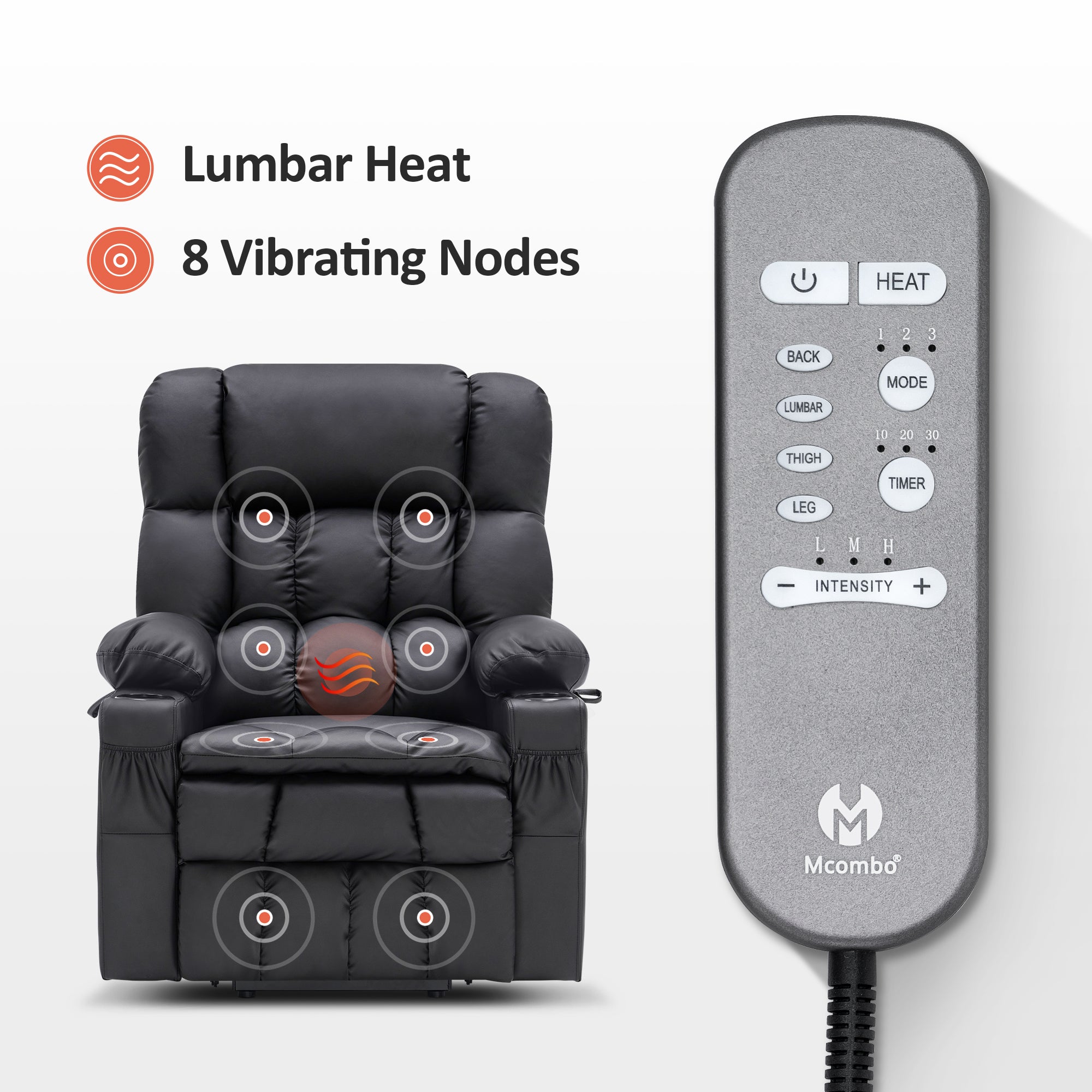 Power Lift Recliner Chair for Elderly, Dual Motor, Massage and Heat, Faux Leather 7890|7893|7896|R7891|R7897|R7894