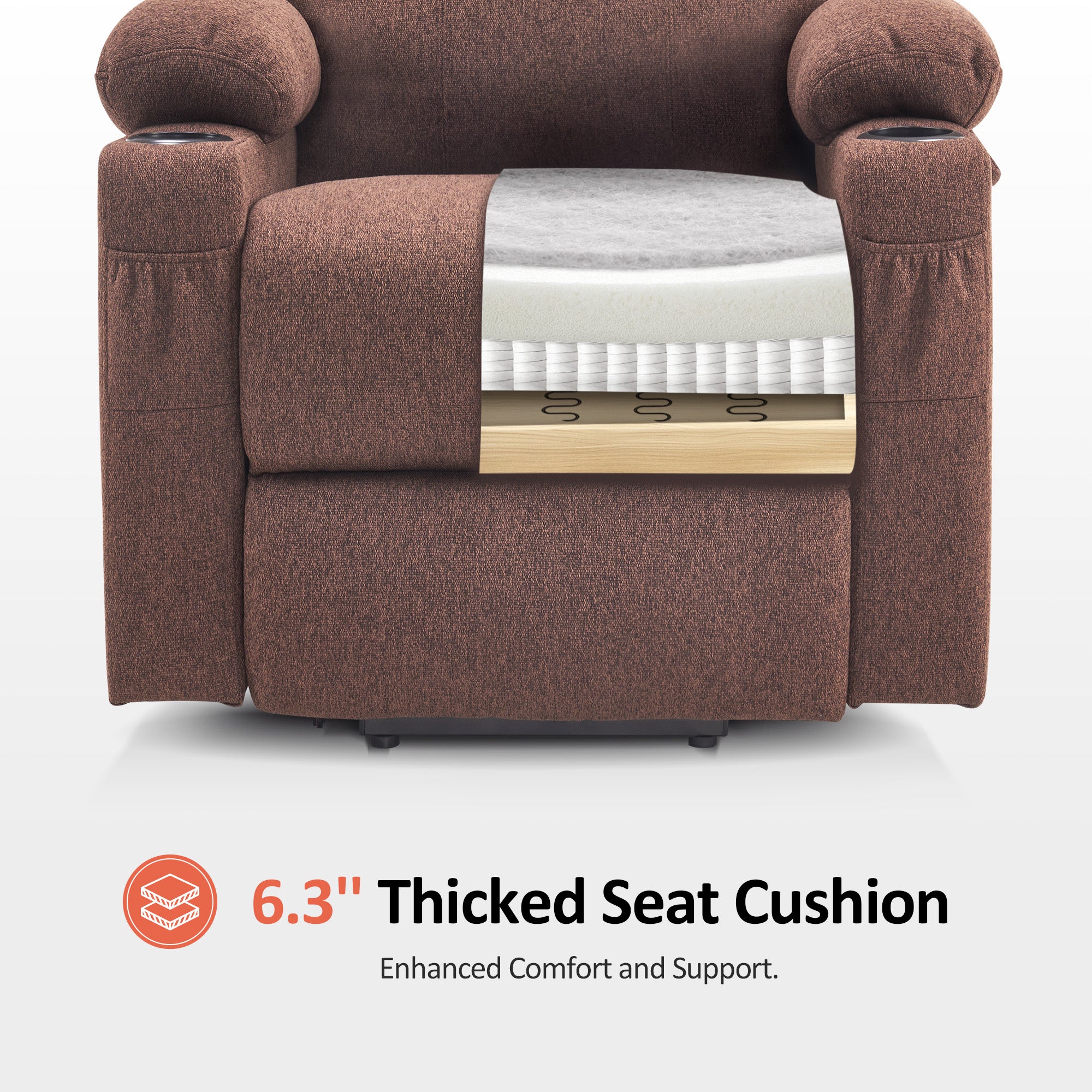 Power Lift Recliner Chair for Elderly, Massage and Heat, Fabric 7040|7516|7141