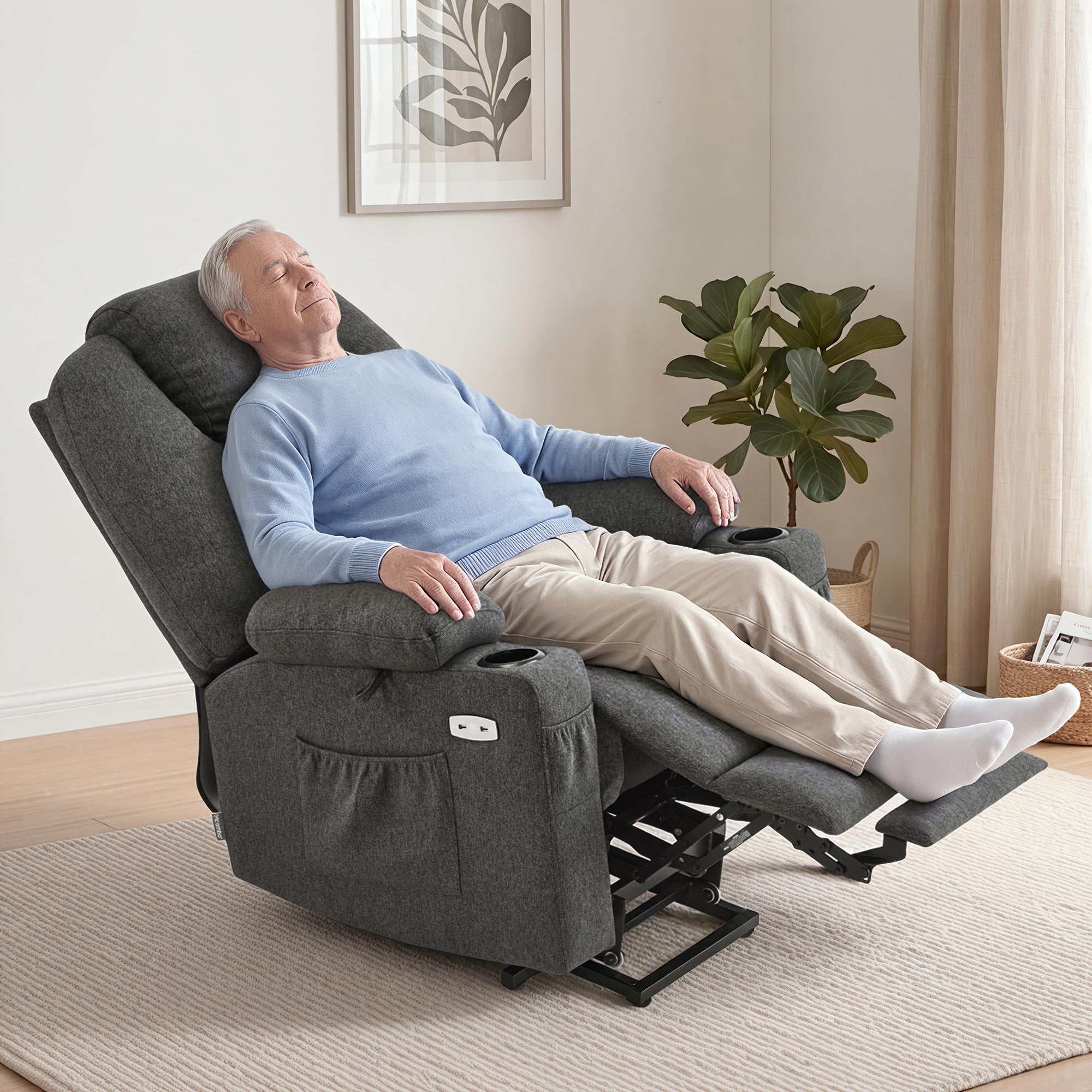 Power Lift Recliner Chair for Elderly, Massage and Heat, Fabric 7040|7516|7141|R7042|R7045|R7510