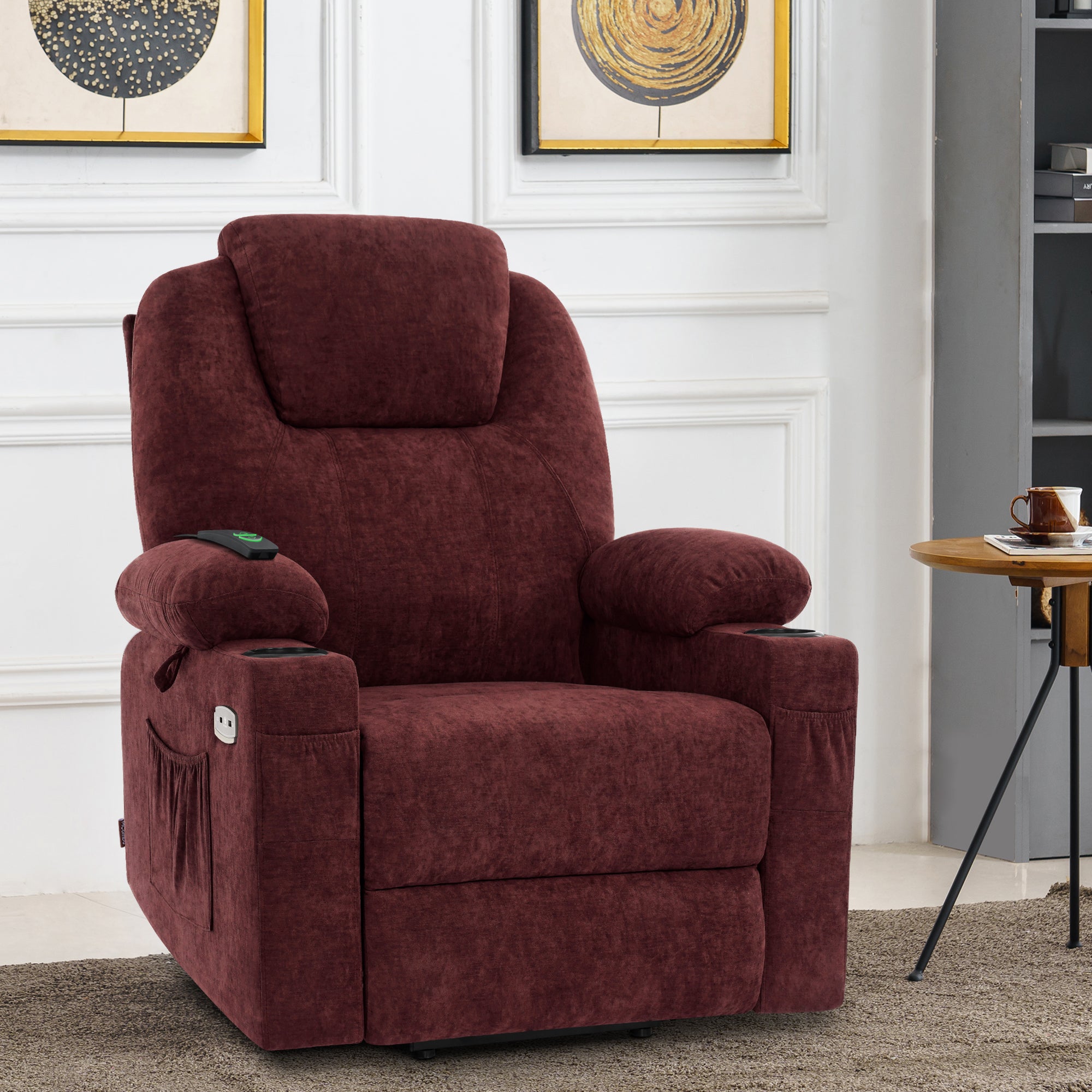 Power Lift Recliner Chair for Elderly, Massage and Heat, Fabric 7040|7516|7141