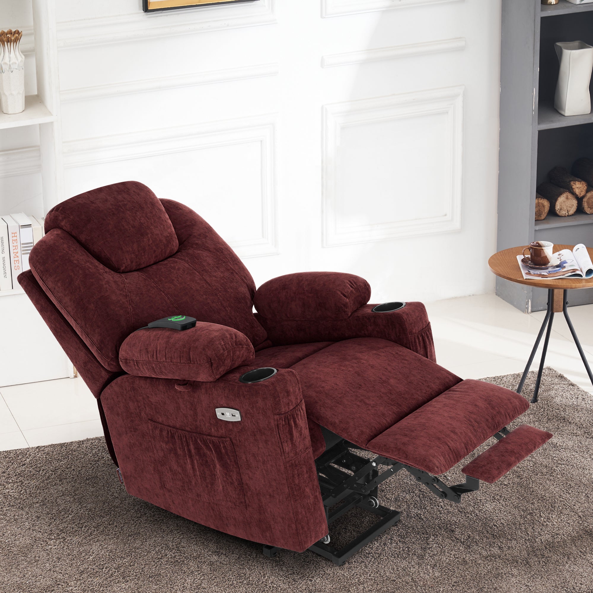 Power Lift Recliner Chair for Elderly, Massage and Heat, Fabric 7040|7516|7141