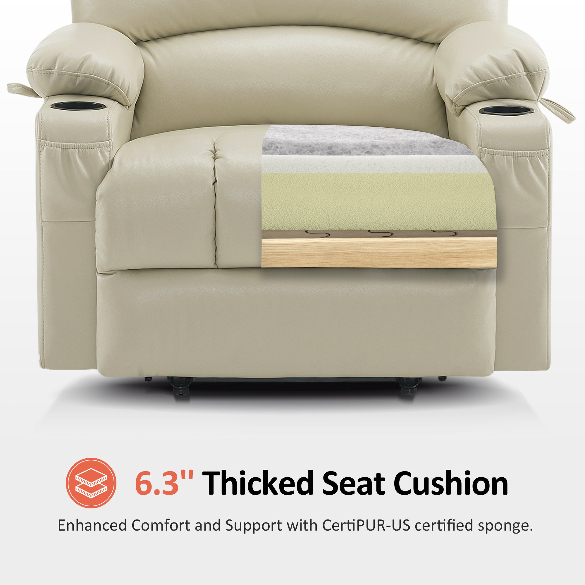 Power Lift Recliner Chair, Massage and Heat, Faux Leather 7095|7099|R7092|R7096