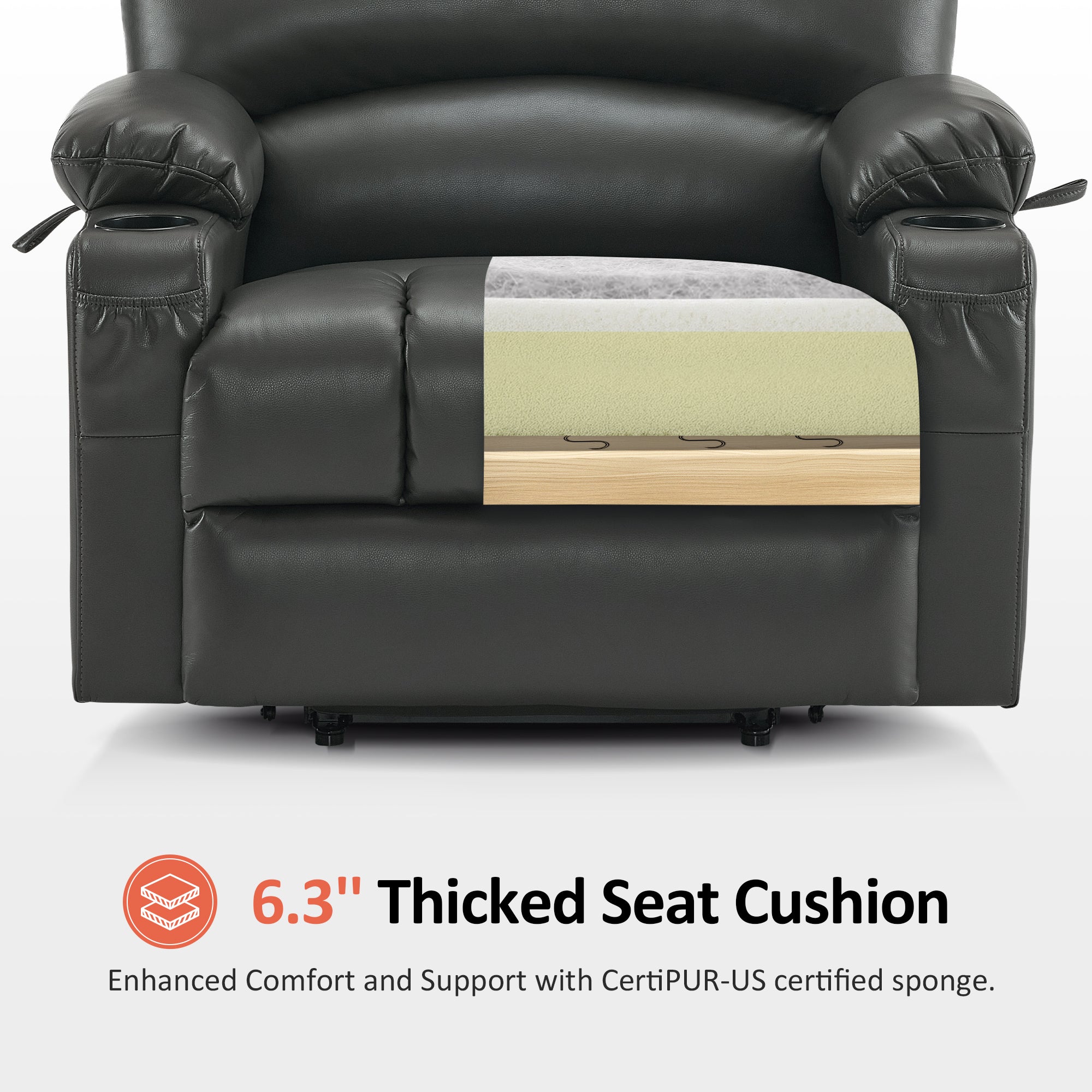 Power Lift Recliner Chair, Massage and Heat, Faux Leather 7095|7099|R7092|R7096