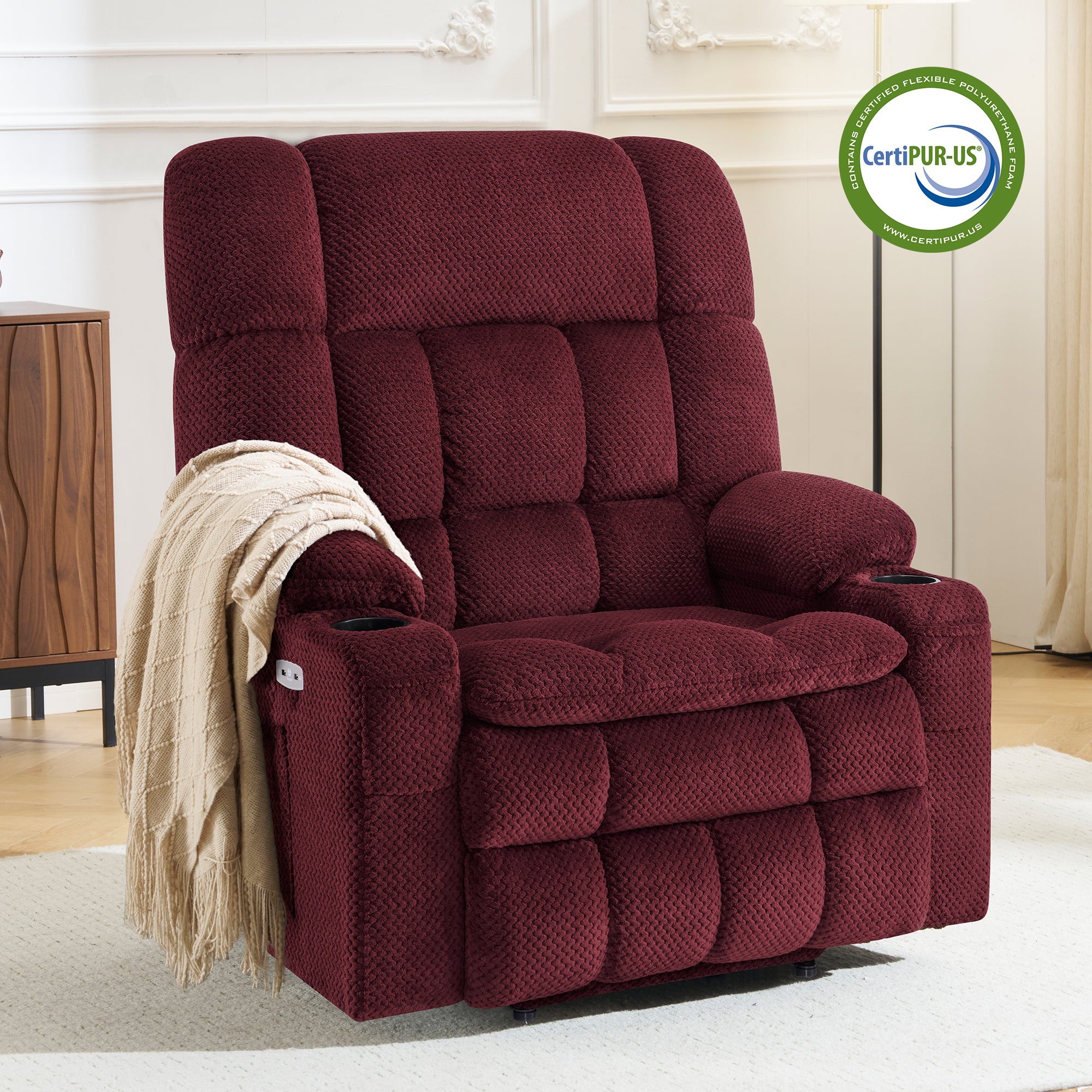 Dual Motor Power Lift Recliner Chair for Elderly, Massage and Heat, Lay Flat for Sleeping, Fabric 7890|7893|7896|R7897|R7891|R7894