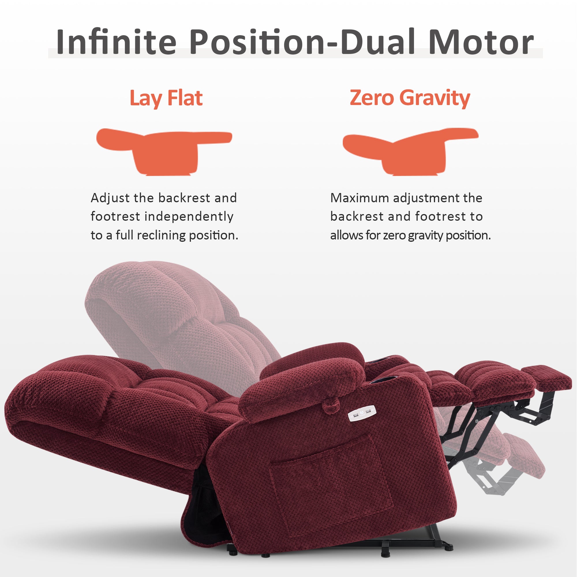 Dual Motor Power Lift Recliner Chair for Elderly, Massage and Heat, Lay Flat for Sleeping, Fabric 7890|7893|7896|R7897|R7891|R7894