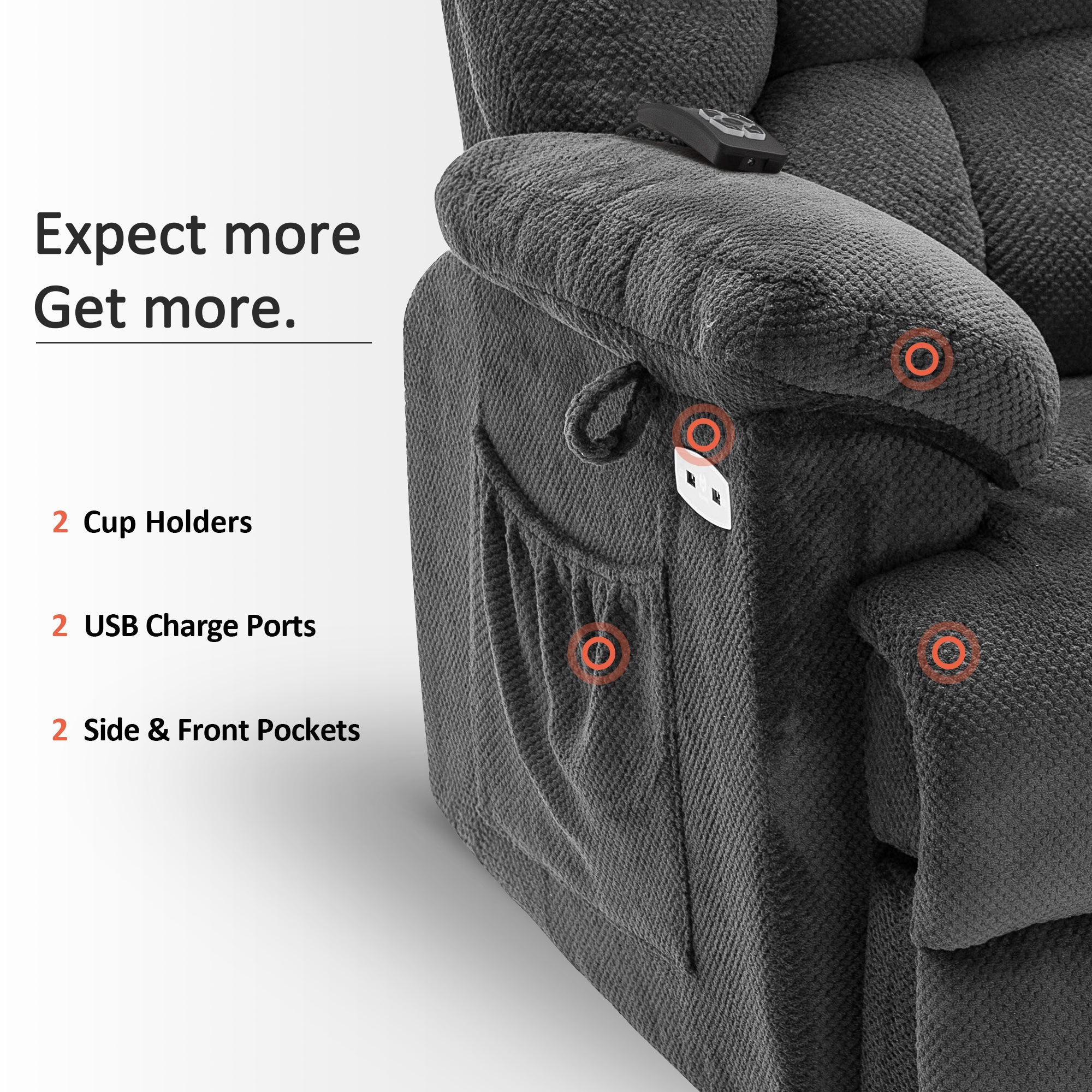 Power Lift Recliner Chair for Elderly, Massage and Heat, 7533