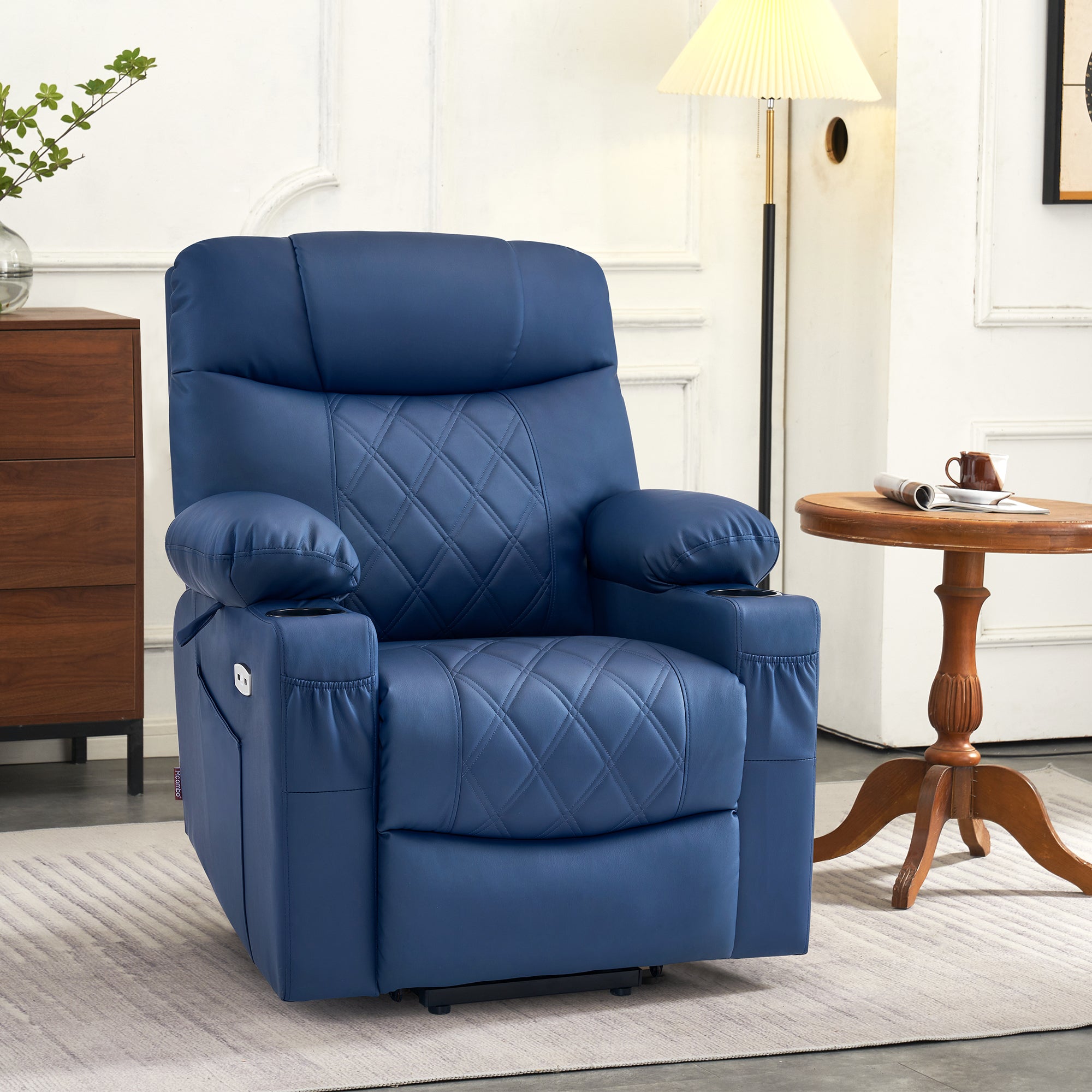 Power Lift Recliner Chair for Elderly, Massage and Heat, Faux Leather 7111