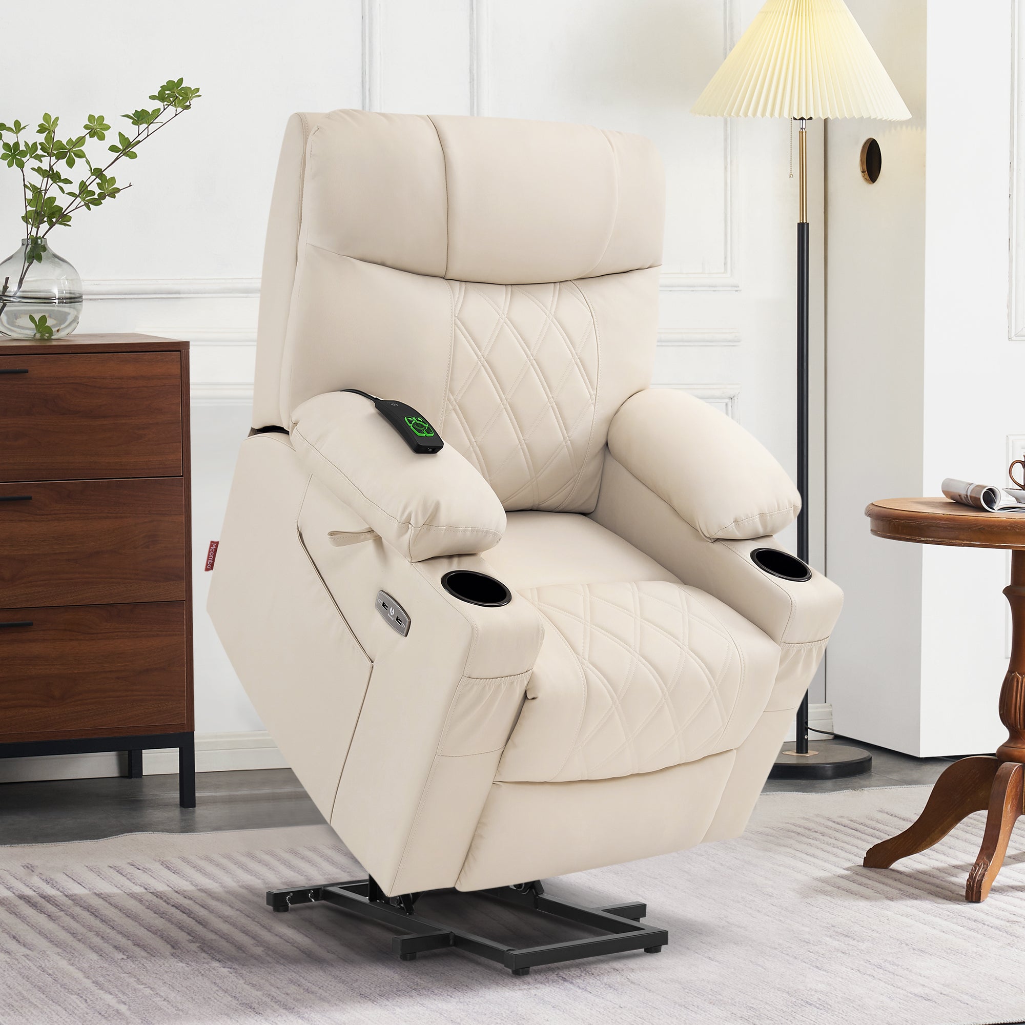 Power Lift Recliner Chair for Elderly, Massage and Heat, Faux Leather 7111