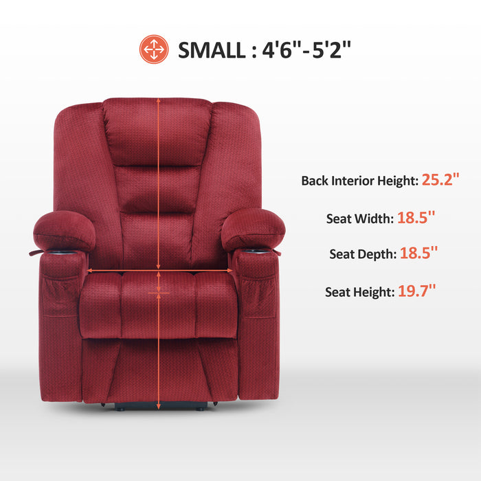 Mcombo Small Power Lift Recliner Chair with Massage and Heat for Short Elderly People, Fabric 7569