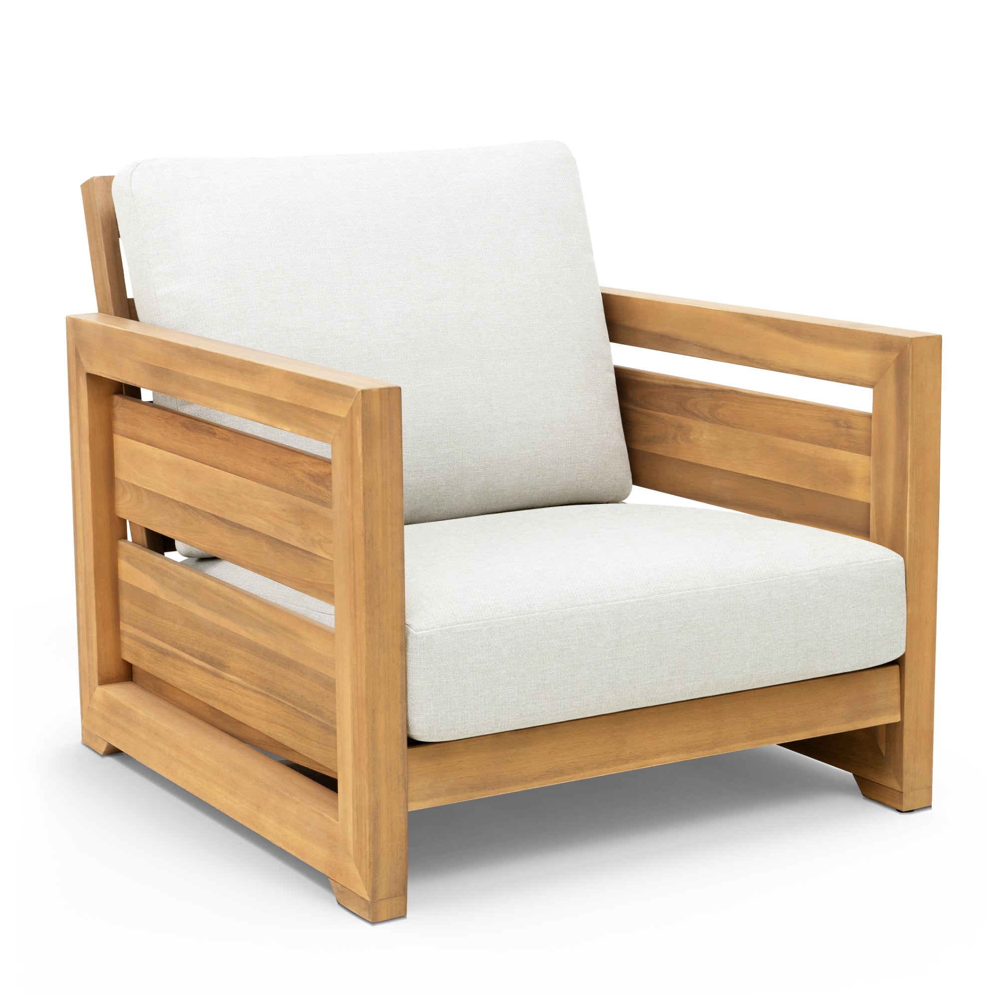Patio Chair, Outdoor Furniture with Acacia Wood Frame, Olefin Fabric, and Removable Cushions for Backyard, Deck, Indoor OF124