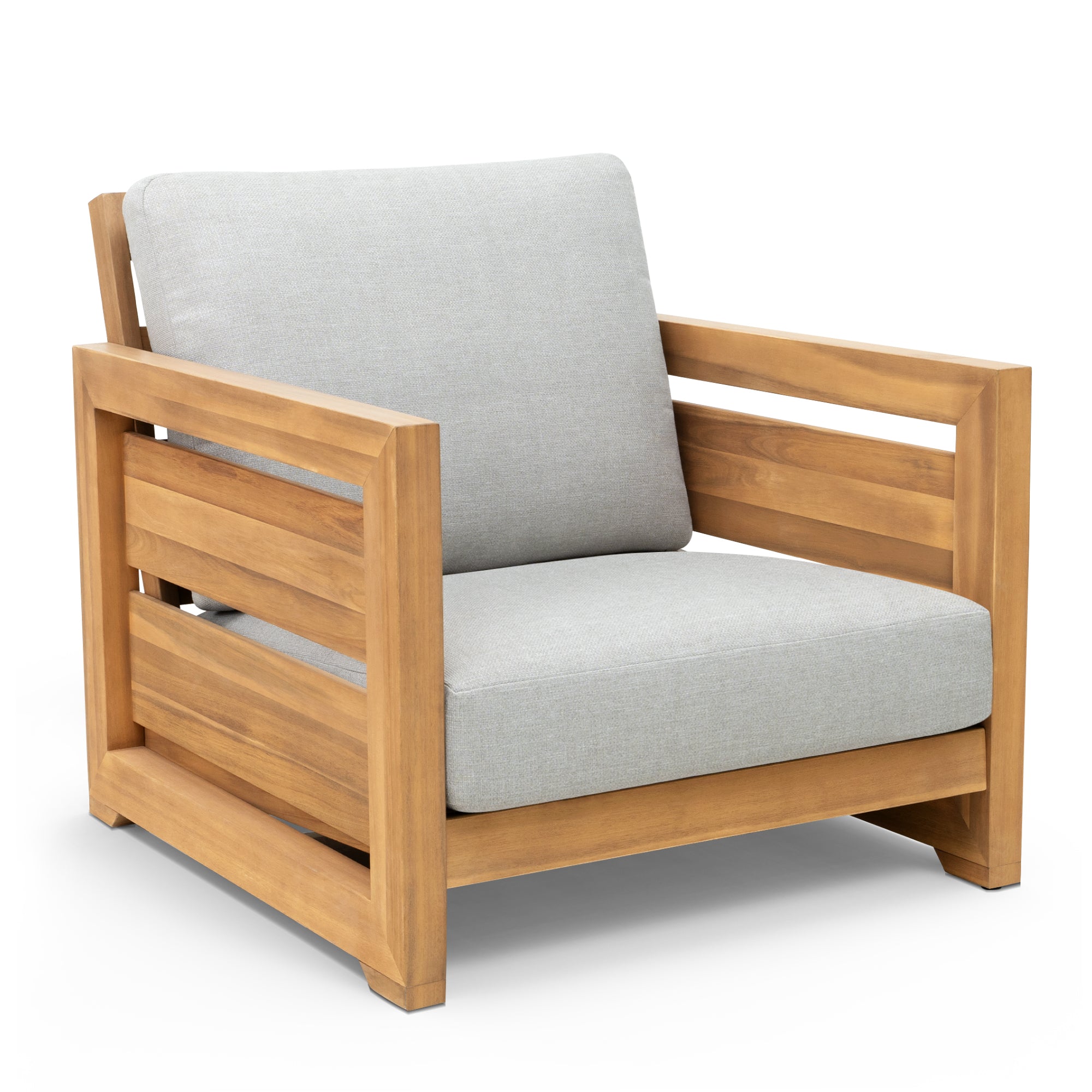 Patio Chair, Outdoor Furniture with Acacia Wood Frame, Olefin Fabric, and Removable Cushions for Backyard, Deck, Indoor OF124
