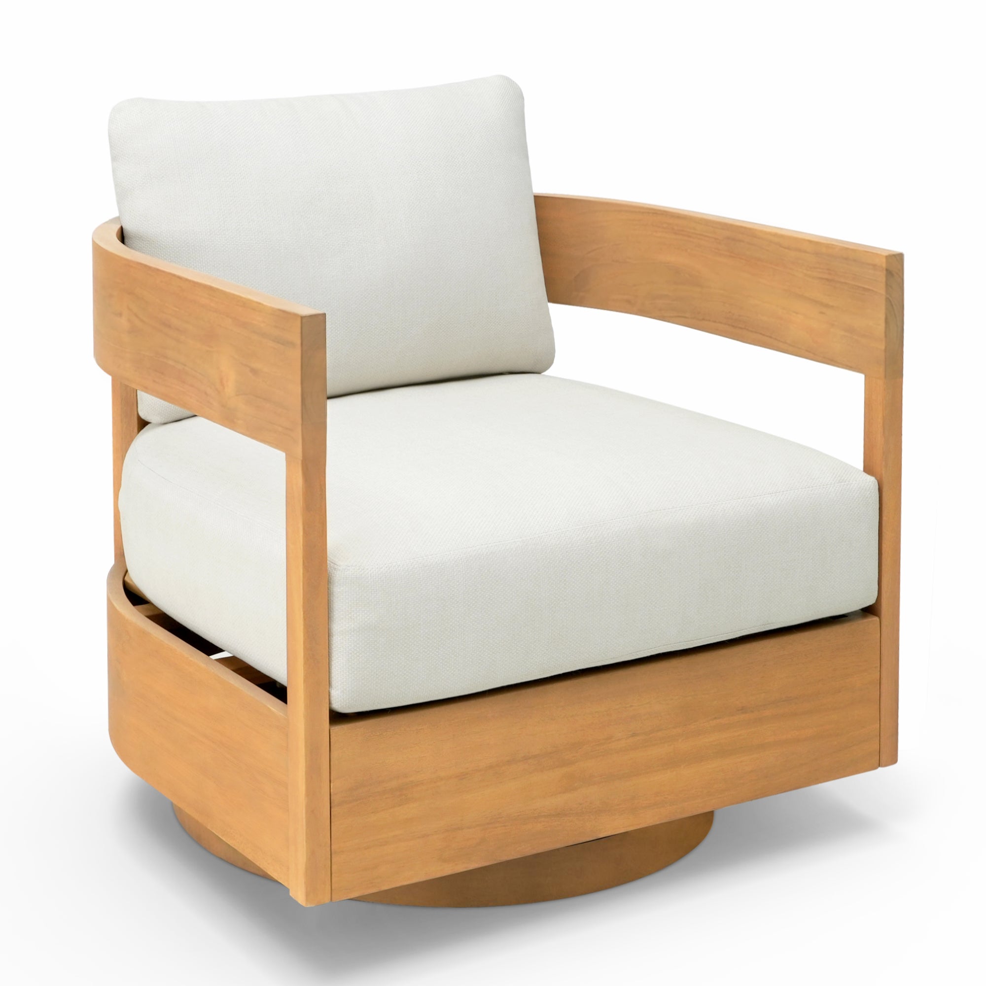 360° Swivel Patio Chair, Outdoor Rotating Armchair with 7.9" Thickened Cushions, Solid Acacia Wood Frame for Backyard, Deck, Indoor OF139