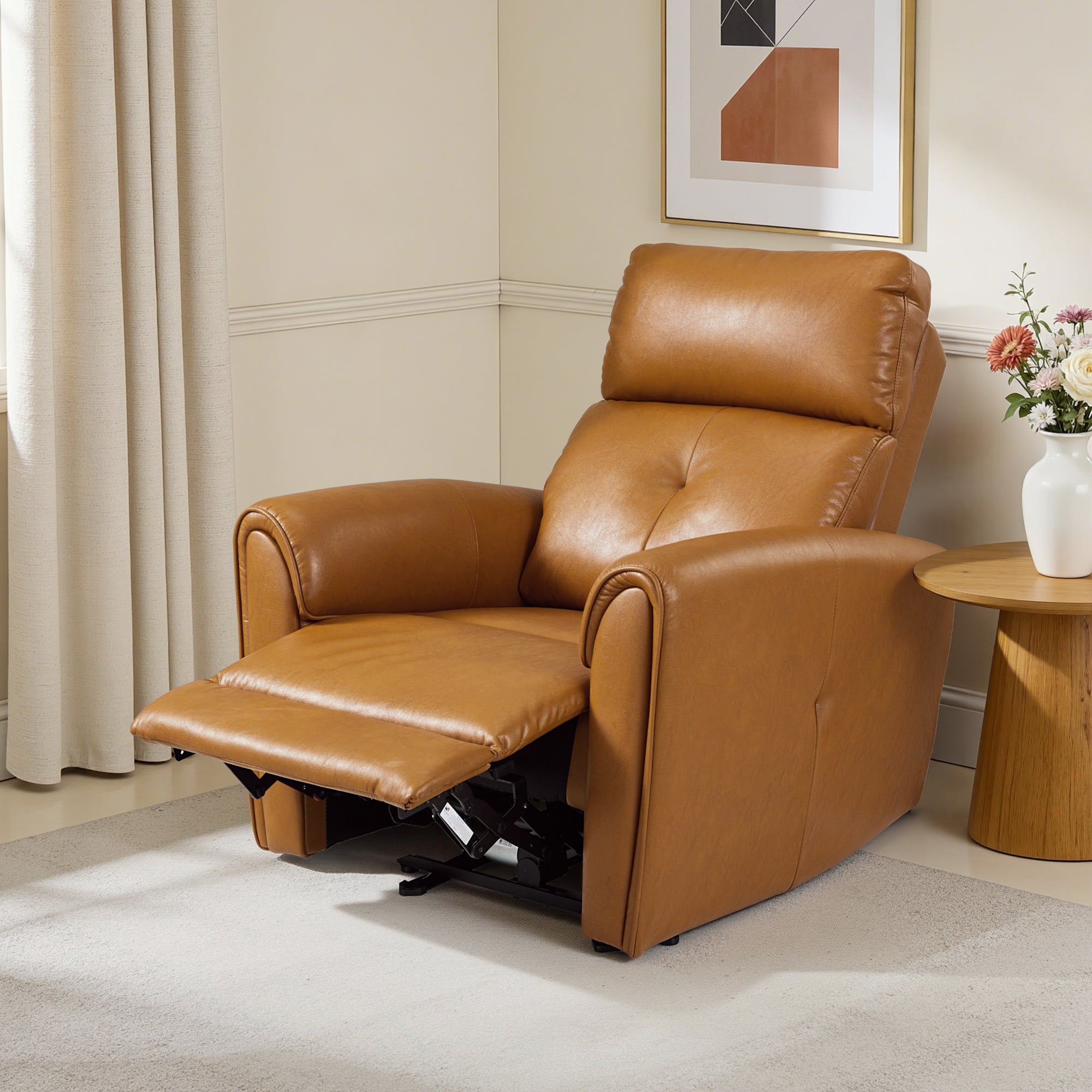 Zero Wall Hugger Recliners Chair for small space, Faux Leather PR699