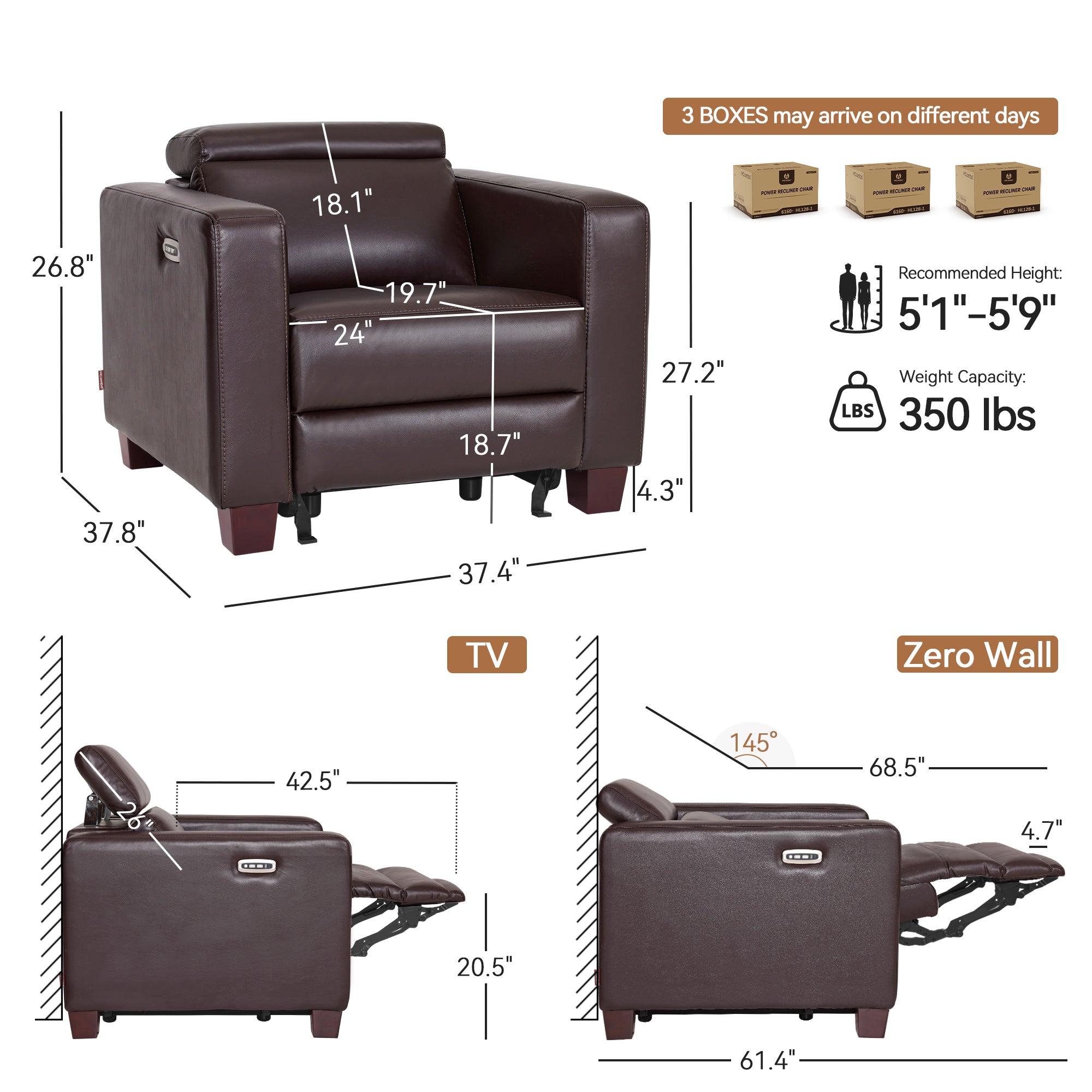 High Leg Power Recliner Chair, HL128