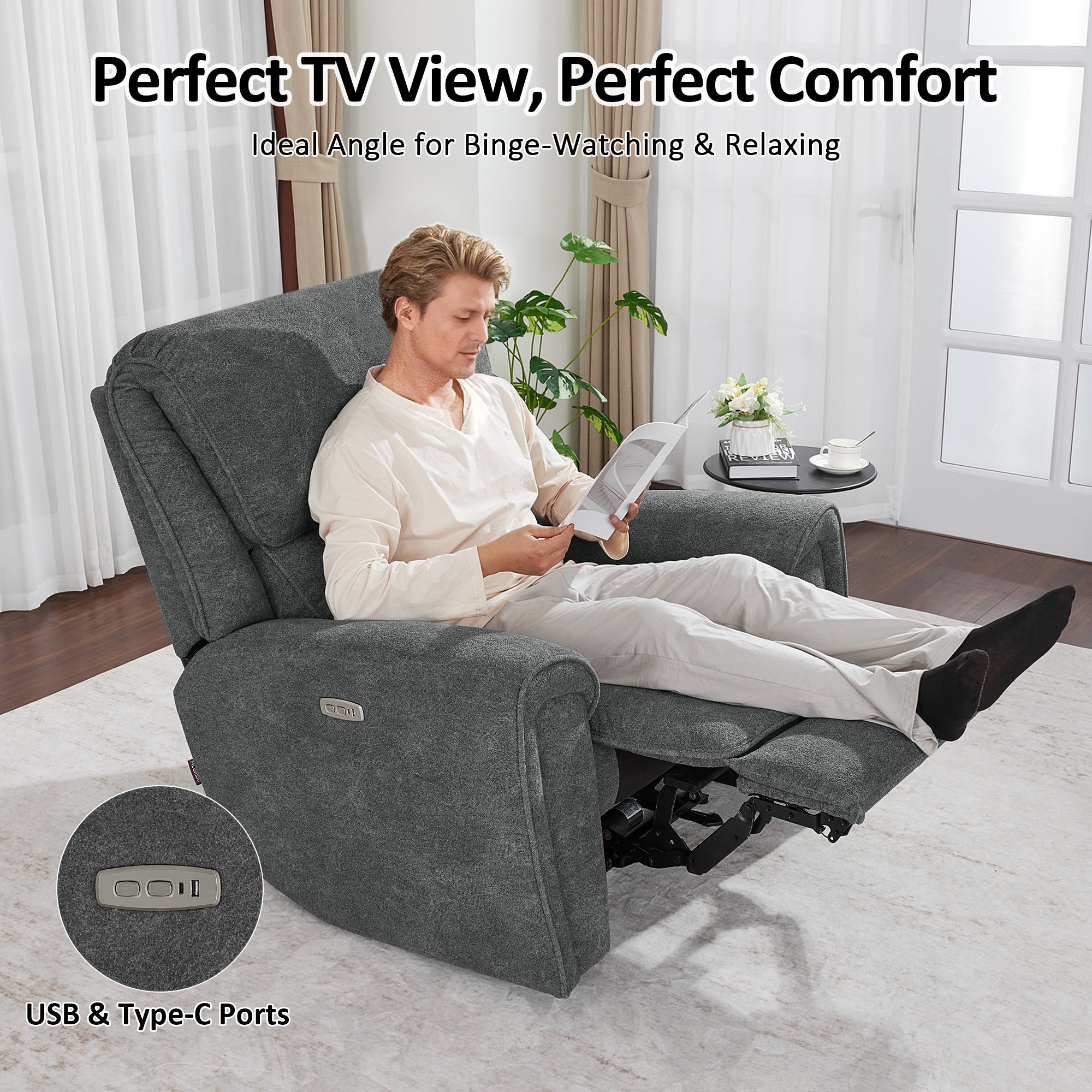 MCombo Power Recliner Chair Oversized 400 Pounds, Electric Recliner Chairs for Adults, Oversized Recliner Sofa Chair for Home, Living Room, Bedroom OE675 (Recommended Height: 5'5"-6'1")