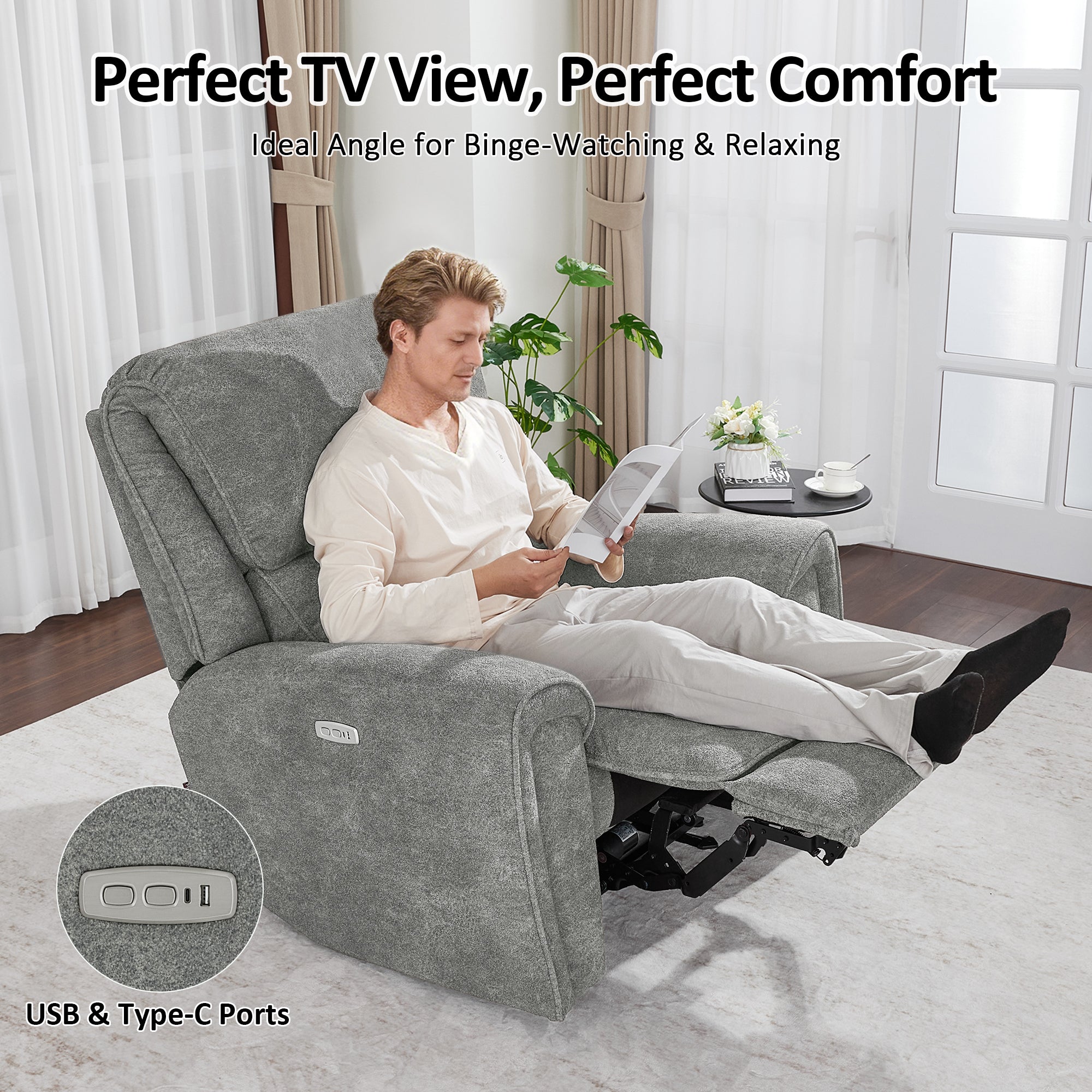 MCombo Power Recliner Chair Oversized 400 Pounds, Electric Recliner Chairs for Adults, Oversized Recliner Sofa Chair for Home, Living Room, Bedroom OE675 (Recommended Height: 5'5"-6'1")