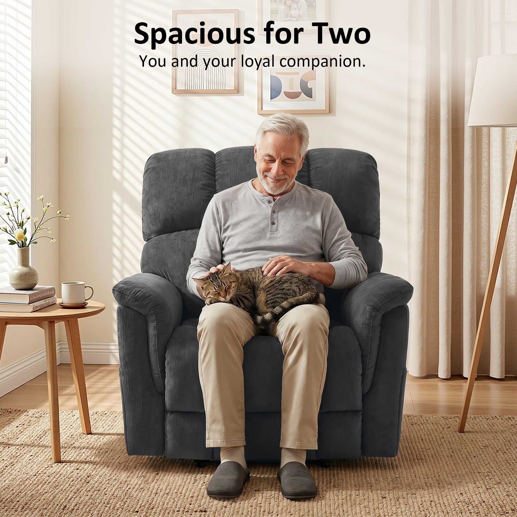 Dual Motor Power Lift Recliner Chair, Massage and Lumbar&seat Heating, Fabric R7166