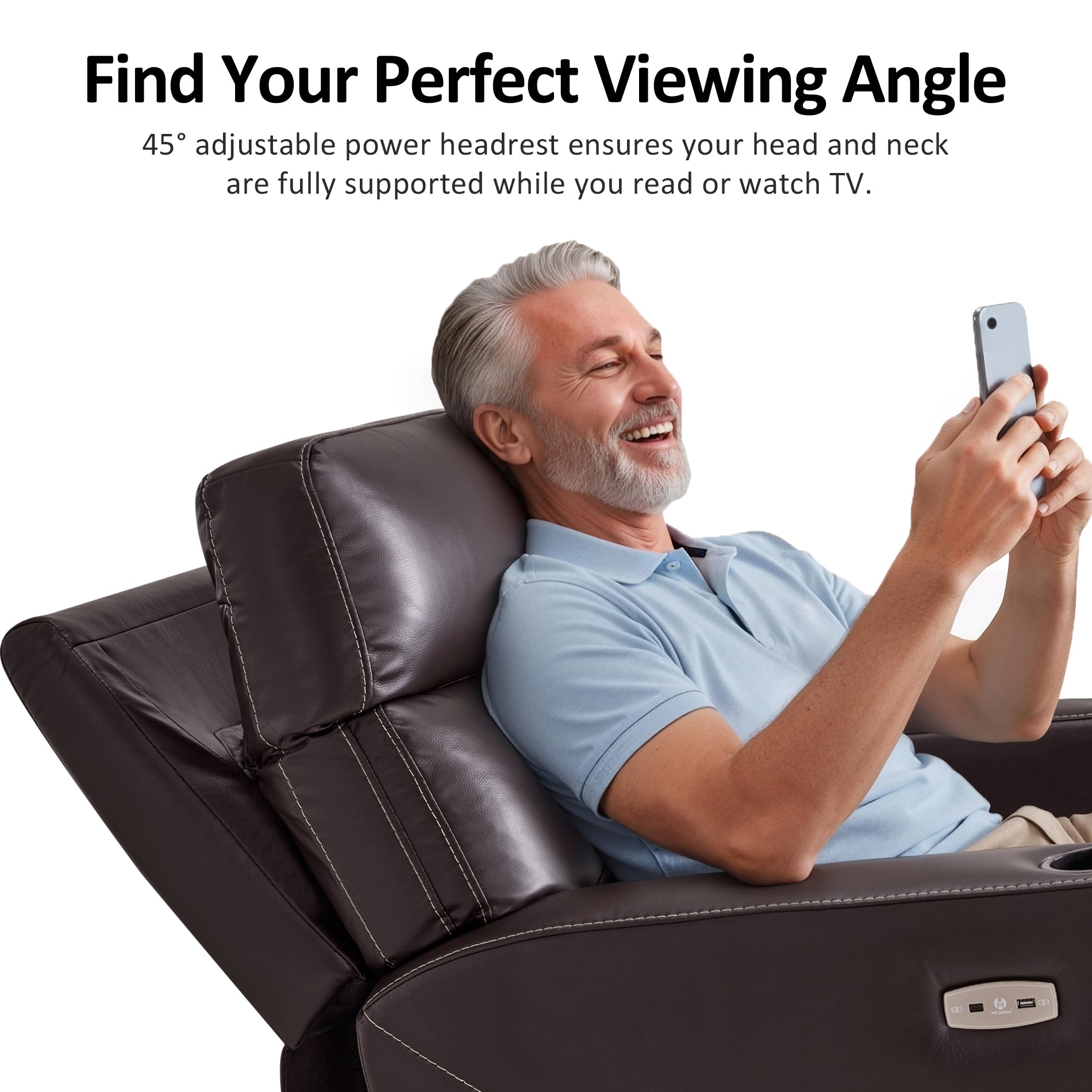 Triple Motor Oversized Lay Flat Power Lift Recliner Chair with Infinite Position, for 380lbs and Heights 5'7''-6'6" Big and Tall People, Adjustable headrest, Faux Leather R7177