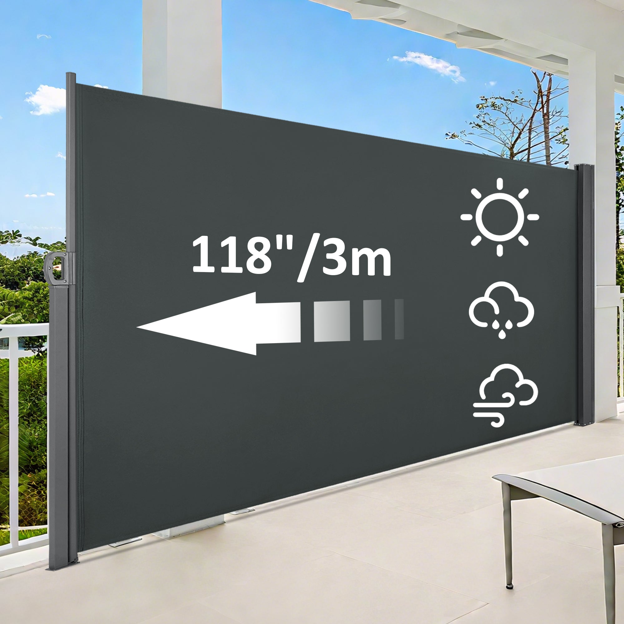 Retractable Side Awning for Patio and Balcony, SA705|SA726|SA737|SA748