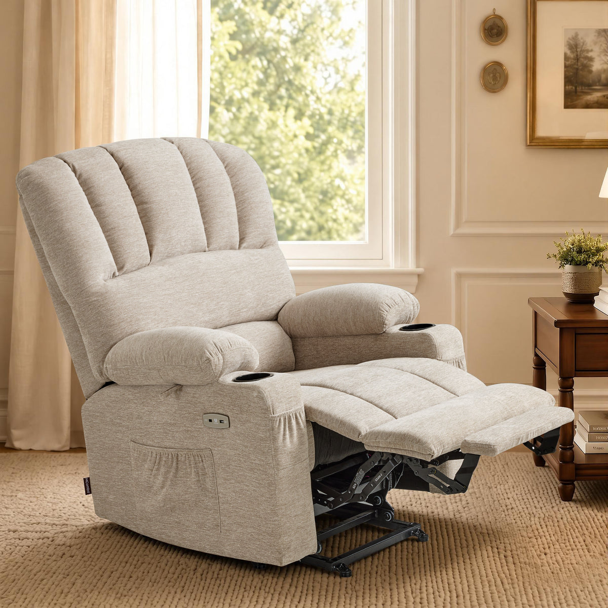 Power Lift Recliner Chair, Massage and Heat, Fabric 7095|7099|R7092|R7096