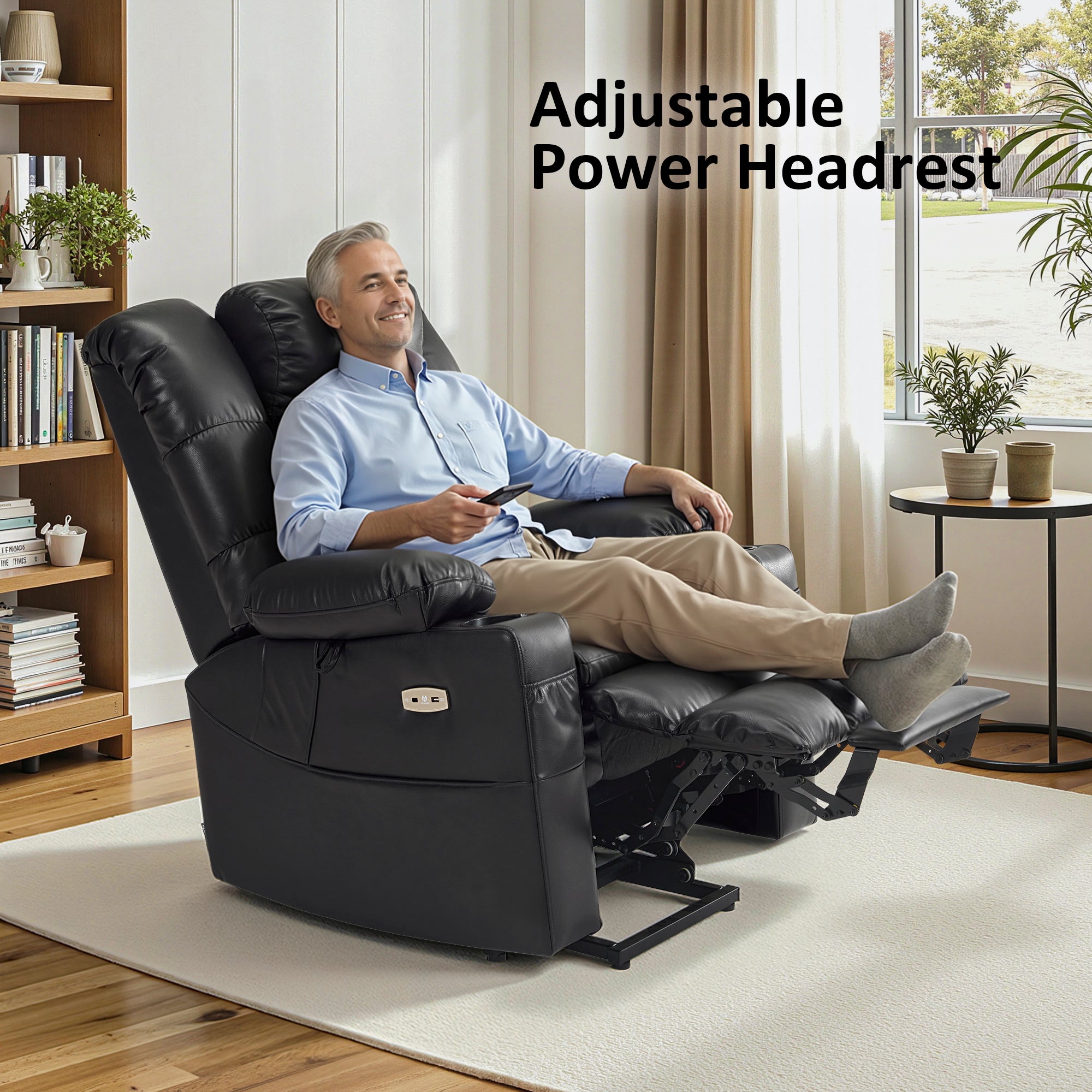 Power Lift Recliner Chair for Elderly,Triple Motor, Massage and Heat, Faux Leather 7632|7634|R7635