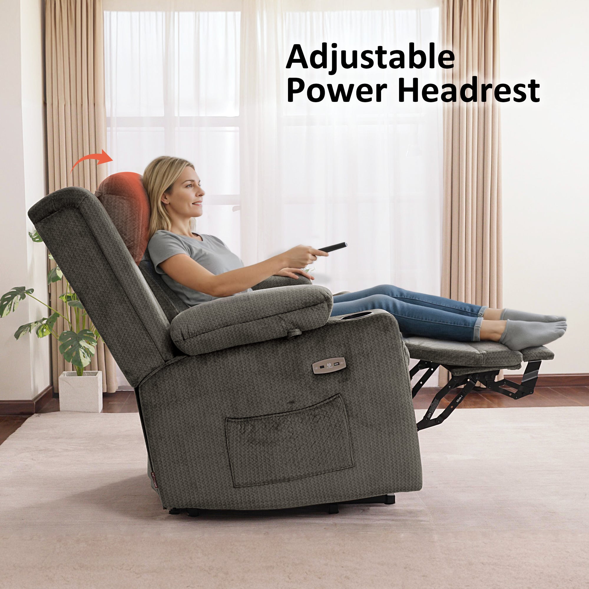 Power Lift Recliner Chair, Triple Motor, Massage and Heat, Fabric 7661|7662|7664