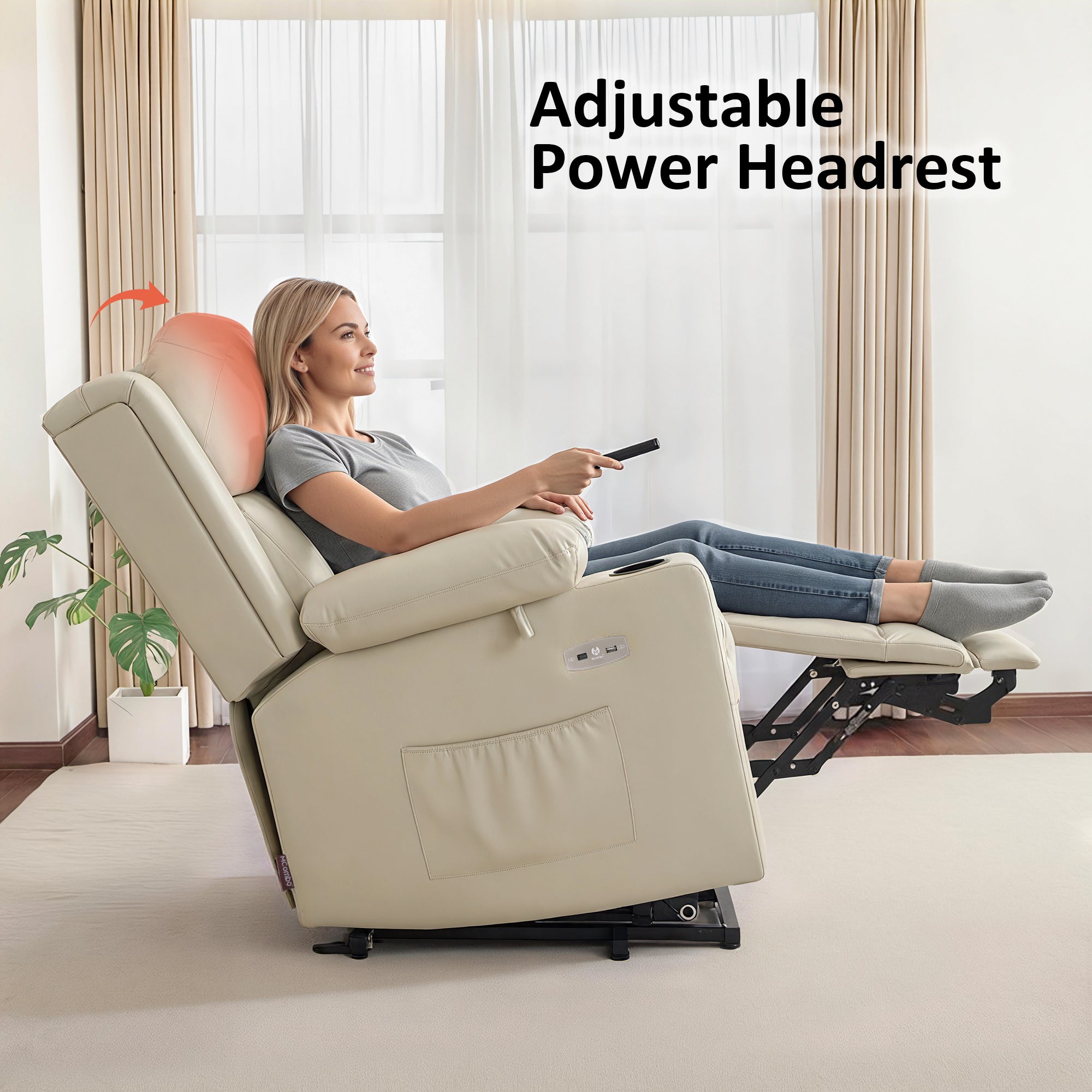 Power Lift Recliner Chair for Elderly, Triple Motor, Massage and Heat, Faux Leather 7661|7662