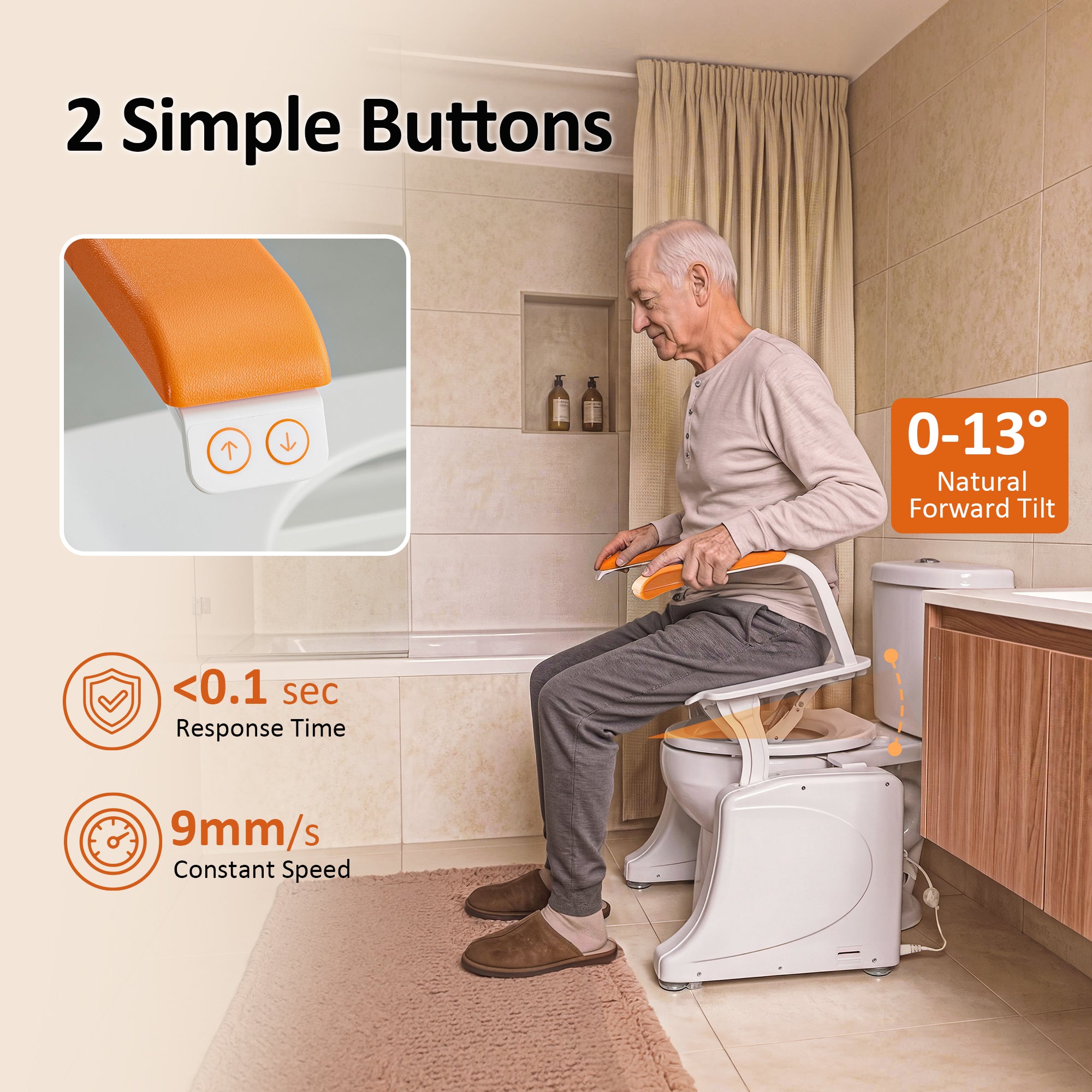 Dual Motor Power Toilet Seat Lift for Elderly, 350lbs, TL377CW