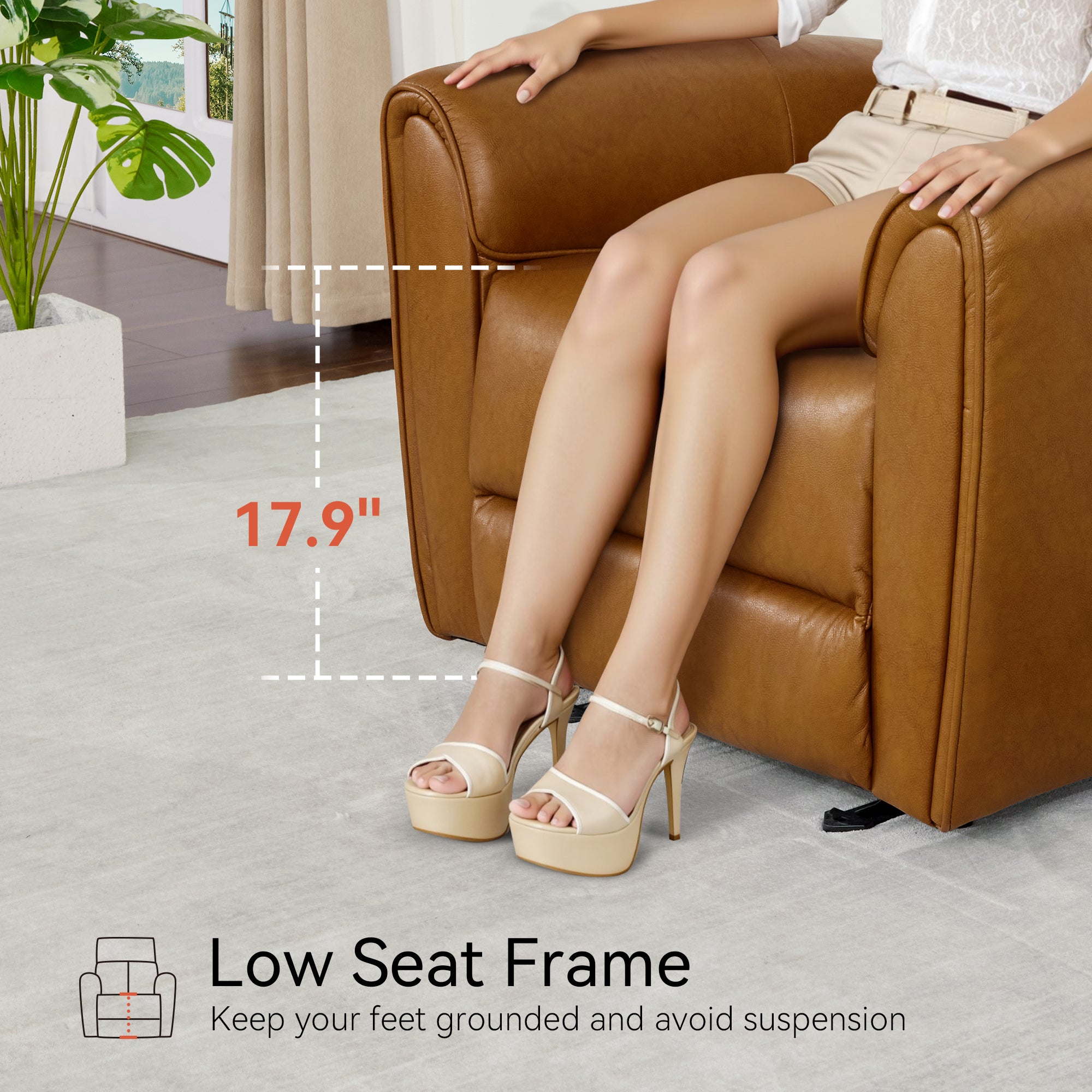 Zero Wall Hugger Recliners Chair for small space, Faux Leather PR699