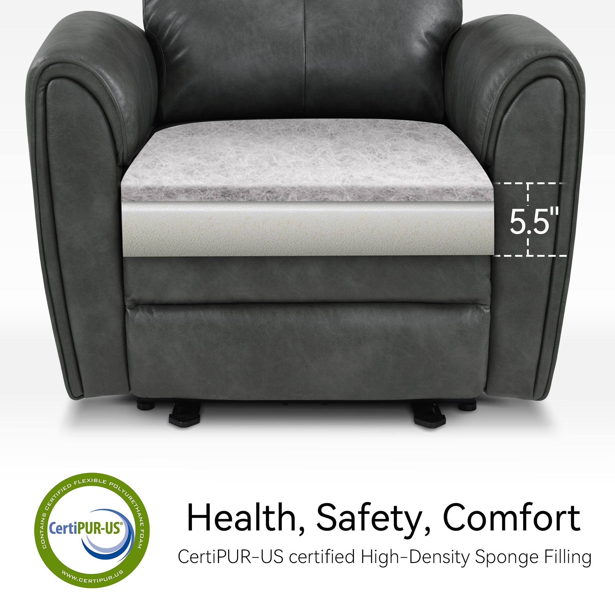 Zero Wall Hugger Recliners Chair for small space, Faux Leather PR699