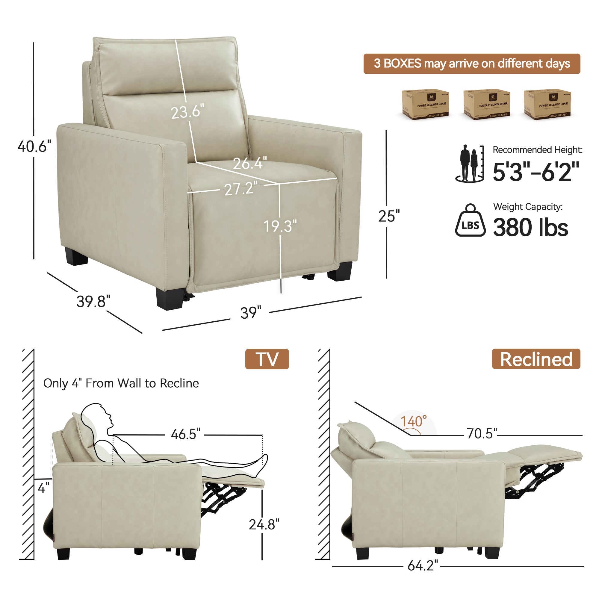 27.2'' Oversized Power Recliner Chair, Zero Gravity Recliner with Solid Wood Legs, USB A & C Charge Ports, Wall Hugger Power Reclining Chair for Living Room, Breathable Faux Leather HL178