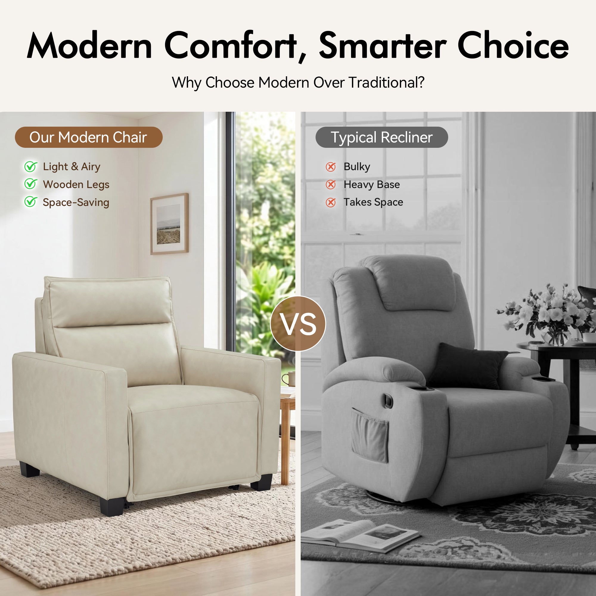 27.2'' Oversized Power Recliner Chair, Zero Gravity Recliner with Solid Wood Legs, USB A & C Charge Ports, Wall Hugger Power Reclining Chair for Living Room, Breathable Faux Leather HL178