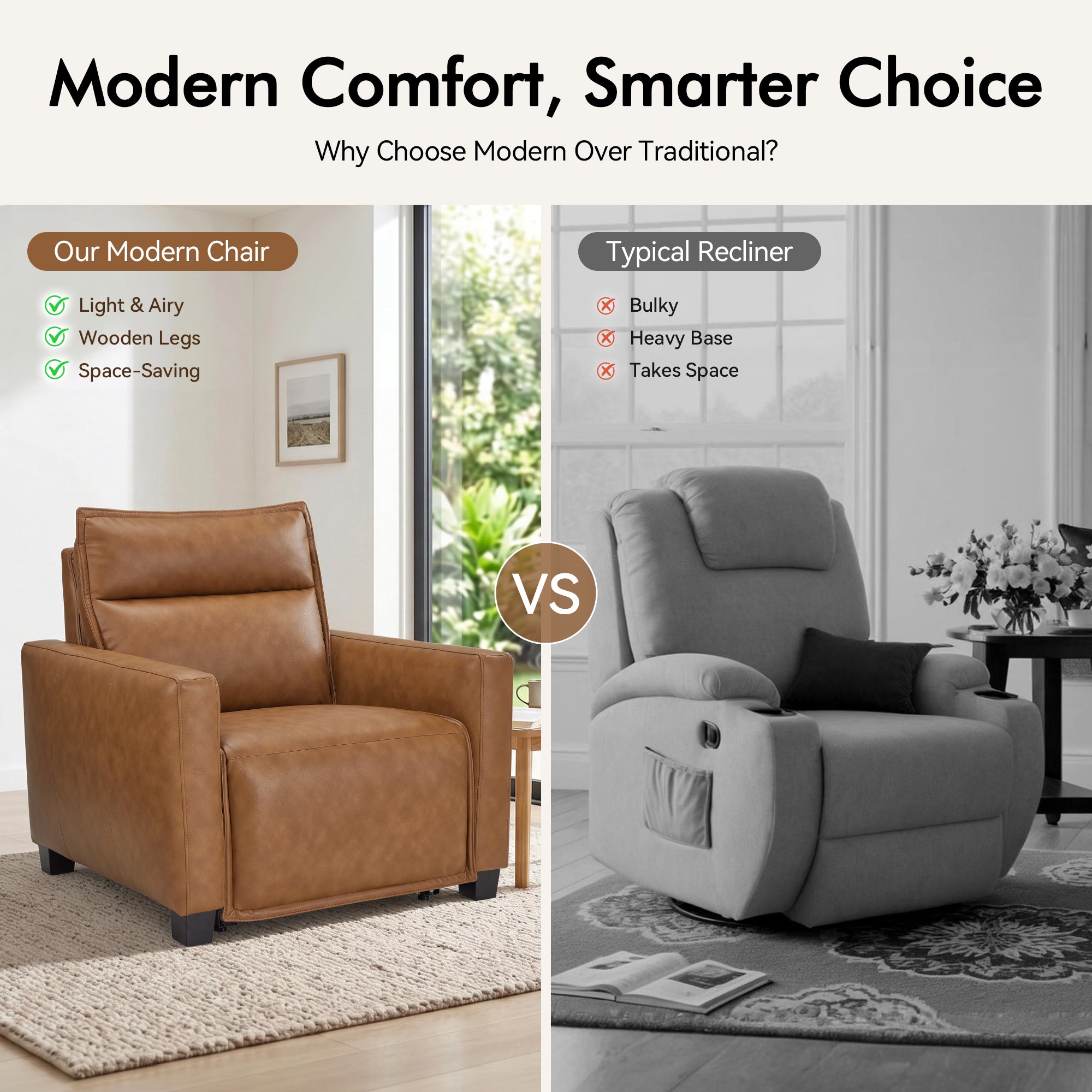 27.2'' Oversized Power Recliner Chair, Zero Gravity Recliner with Solid Wood Legs, USB A & C Charge Ports, Wall Hugger Power Reclining Chair for Living Room, Breathable Faux Leather HL178