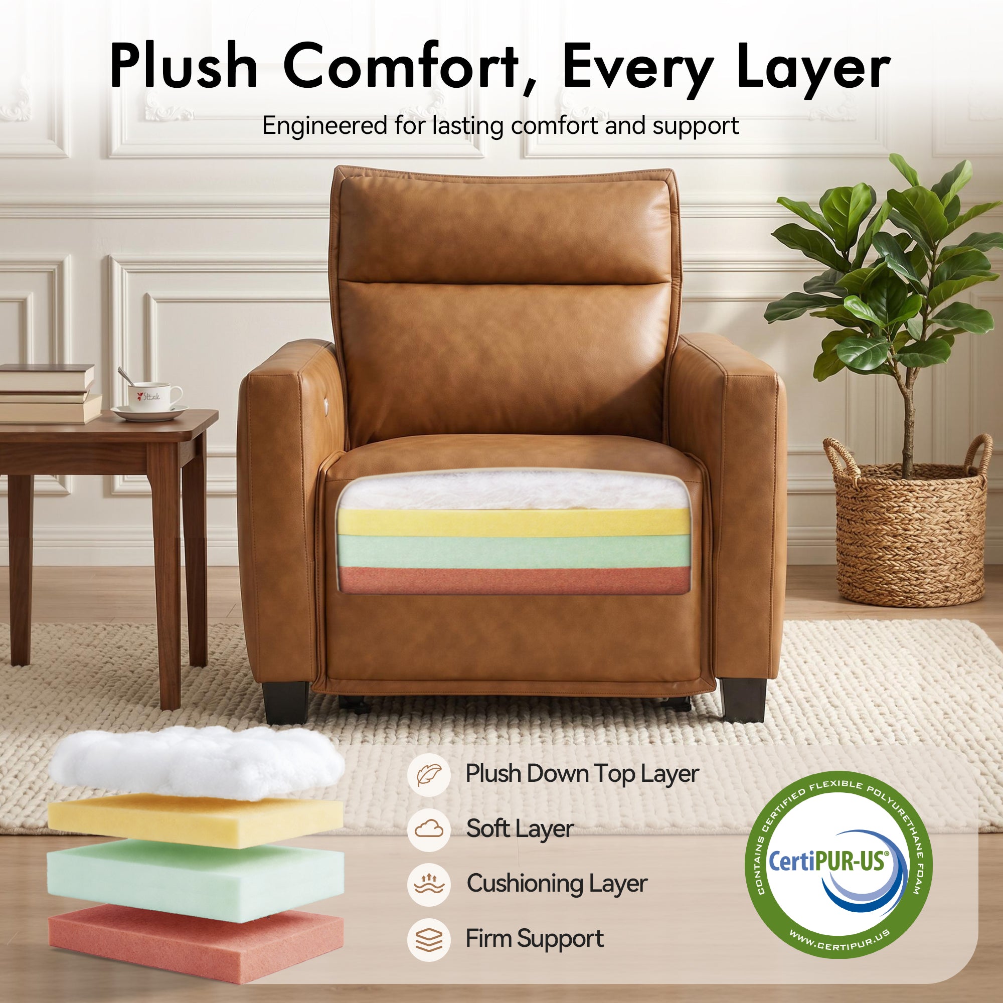 27.2'' Oversized Power Recliner Chair, Zero Gravity Recliner with Solid Wood Legs, USB A & C Charge Ports, Wall Hugger Power Reclining Chair for Living Room, Breathable Faux Leather HL178