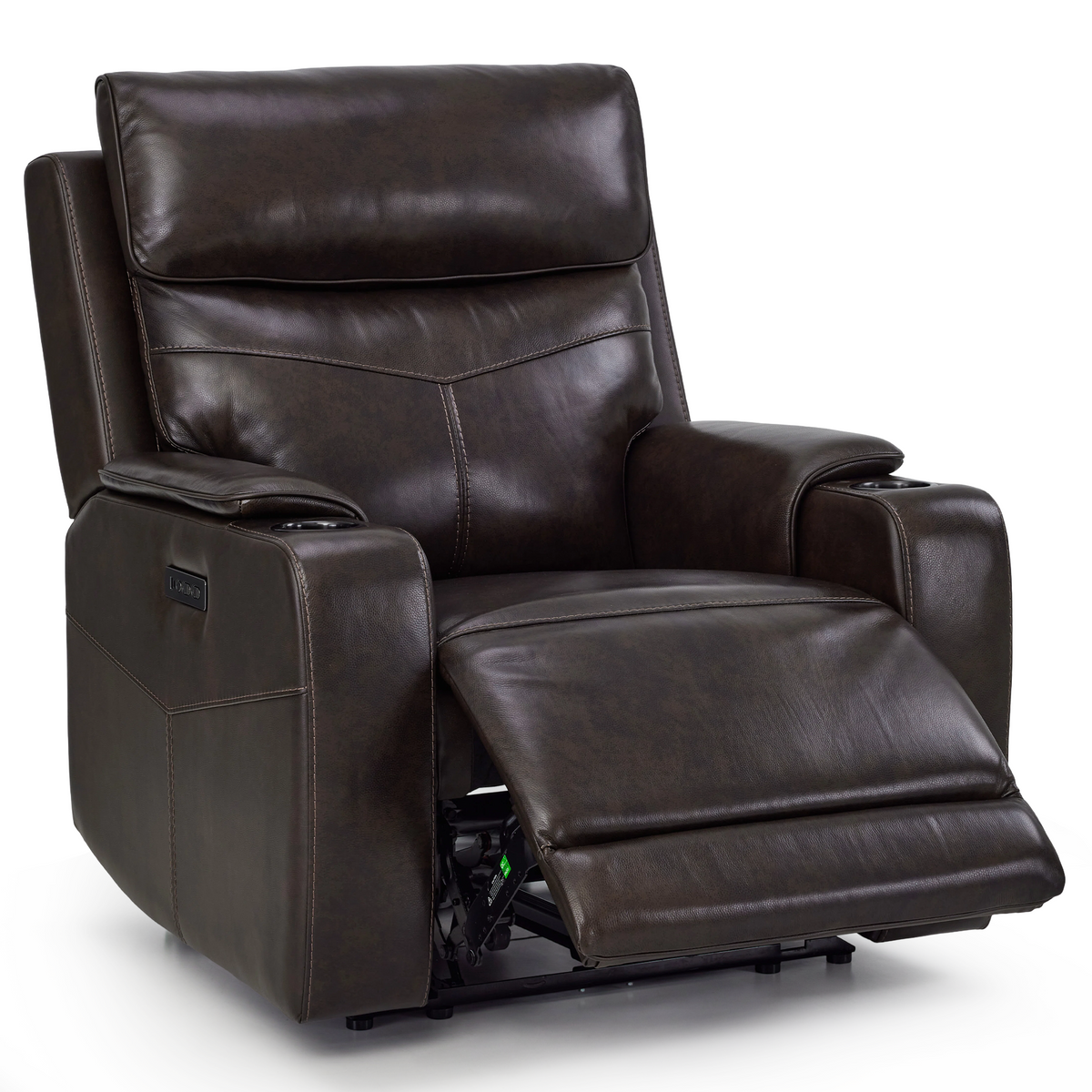 Genuine Leather Zero-Wall Power Recliner with Adjustable Headrest, Cup Holders GL58