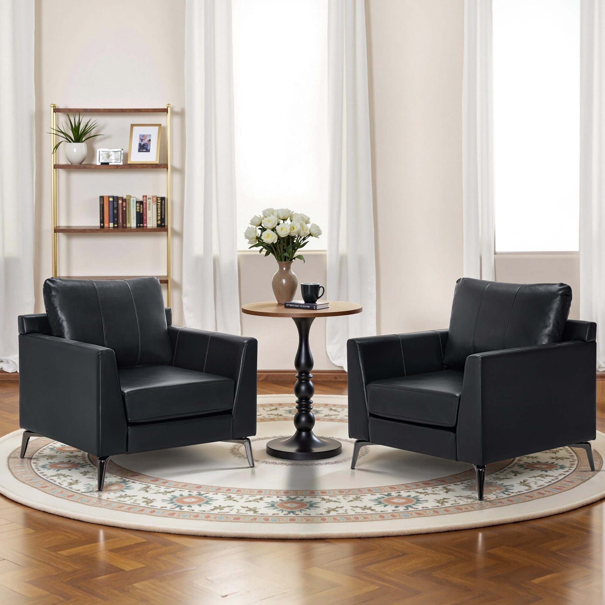 Stationary Accent Chair, Faux Leather 4629