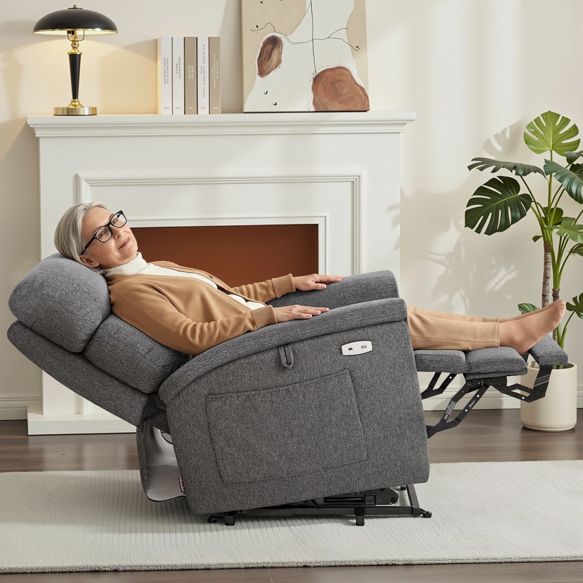 Power Lift Recliner Chair for Elderly, Massage and Heat, Fabric R7605