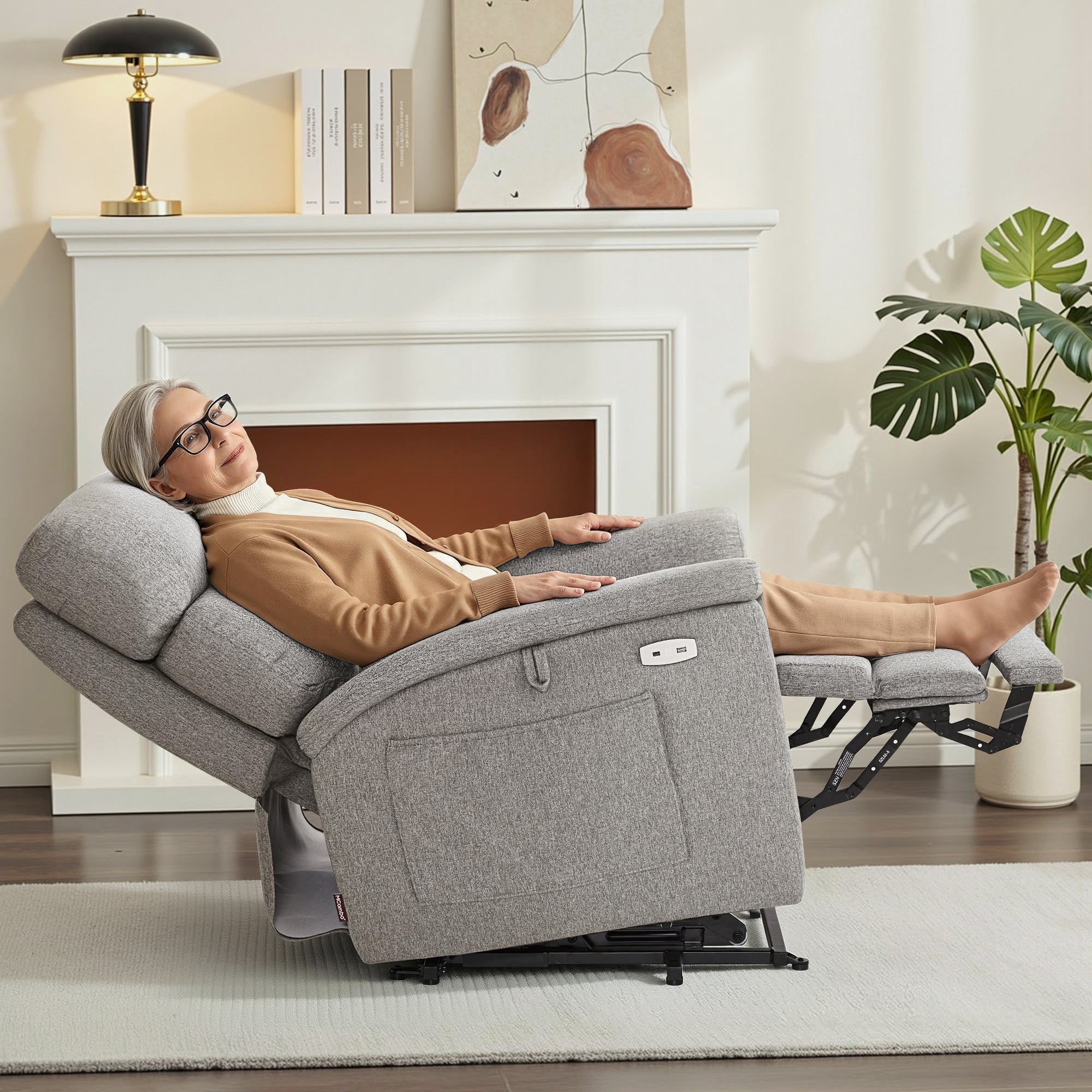 Power Lift Recliner Chair for Elderly, Massage and Heat, Fabric R7605
