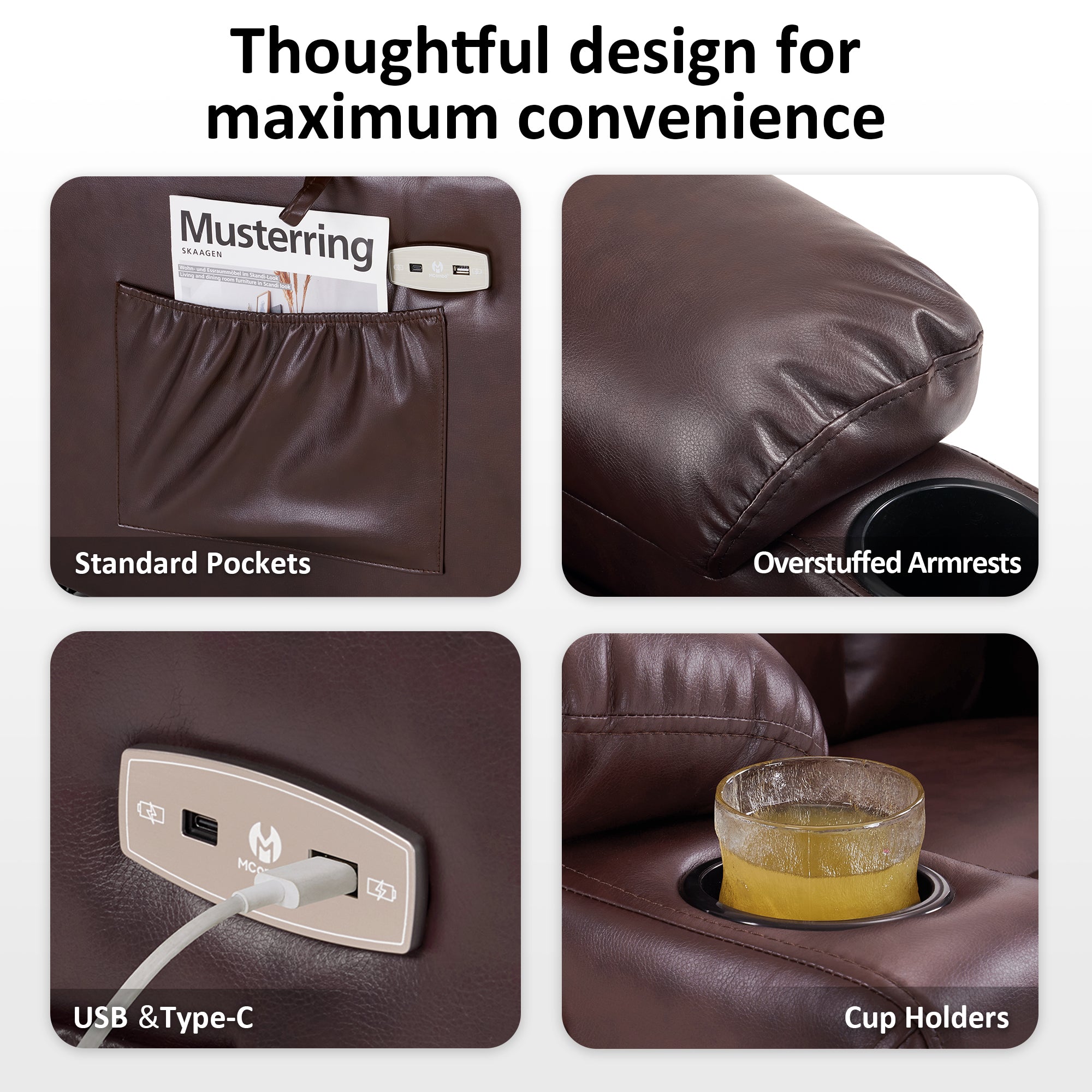 Power Lift Recliner Chair for Elderly, Dual Motor, Massage and Heat, Faux Leather 7680|7679|R7688|R7677