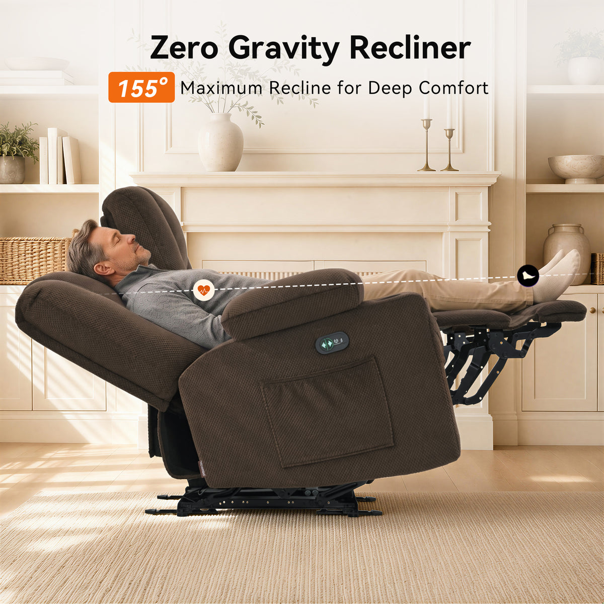 81 in 3 Seater Reclining Sofa with Heat and Massage 6034M3