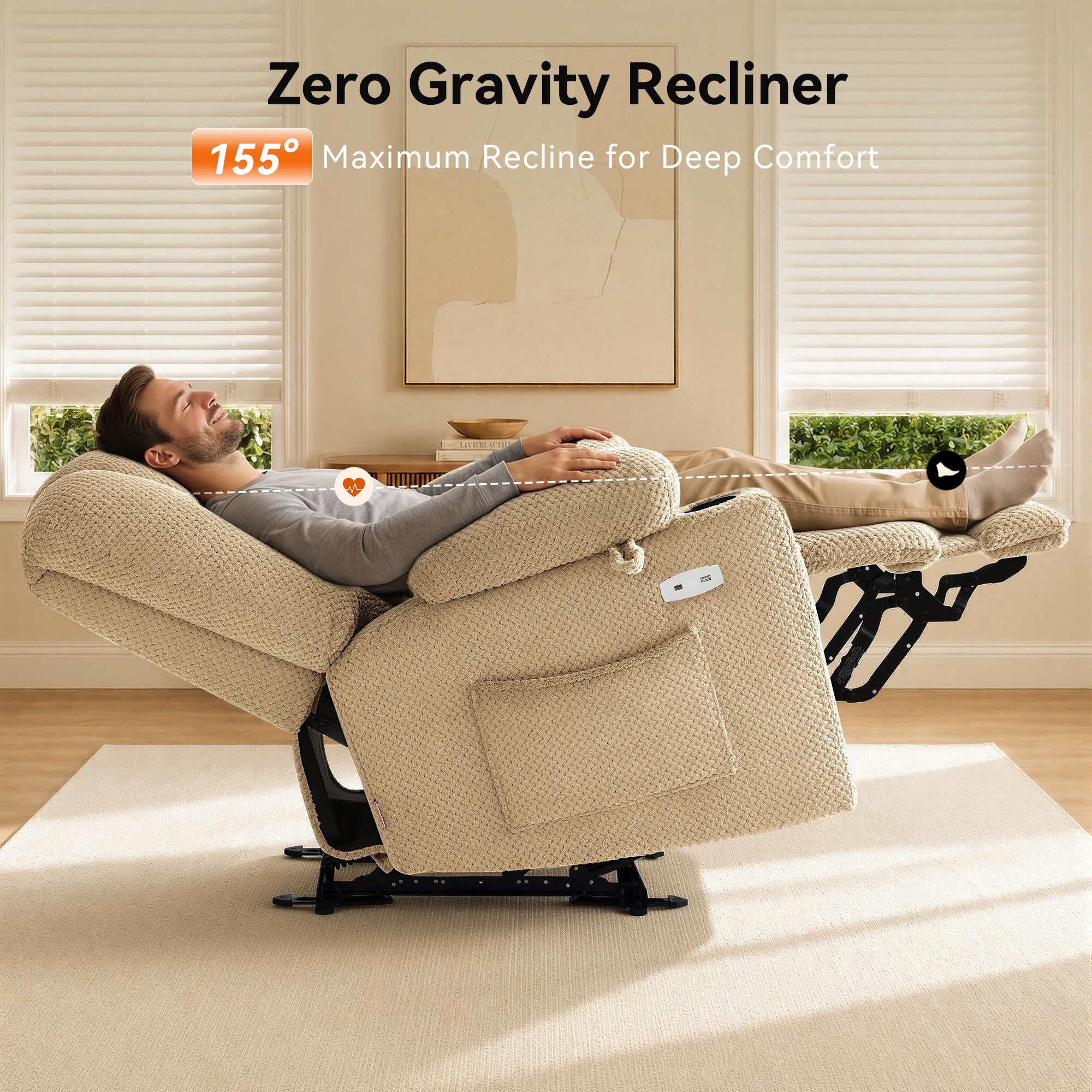 Power Recliner Chair with Massage and Heat, Fabric 8015|8017