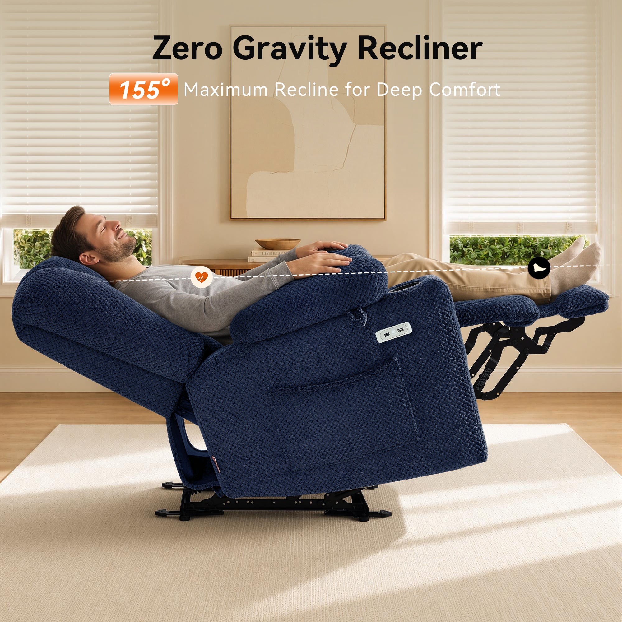 Power Recliner Chair with Massage and Heat, Fabric 8015|8017