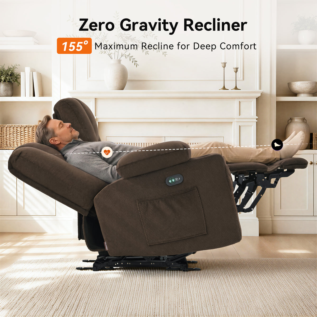 92 in 3 Seater Reclining Sofa with Storage Console 6034M4